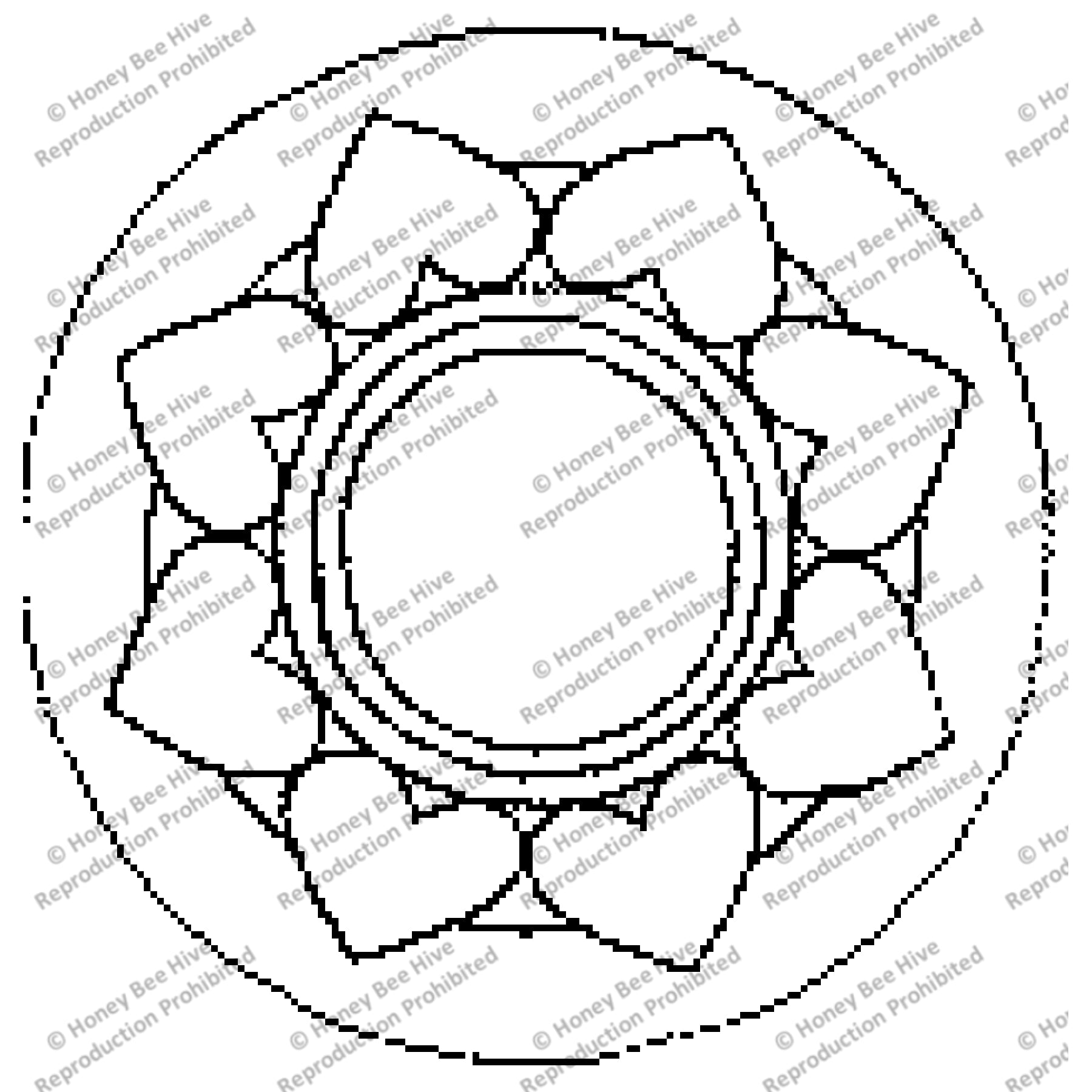 Heart Wreath, rug hooking pattern