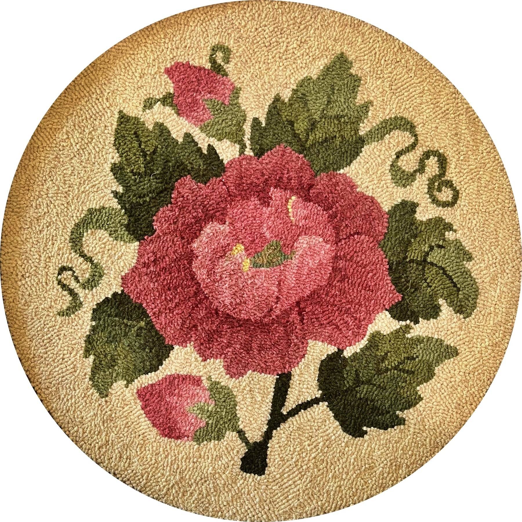 Simple Rose, rug hooked by Kathy Kovaric