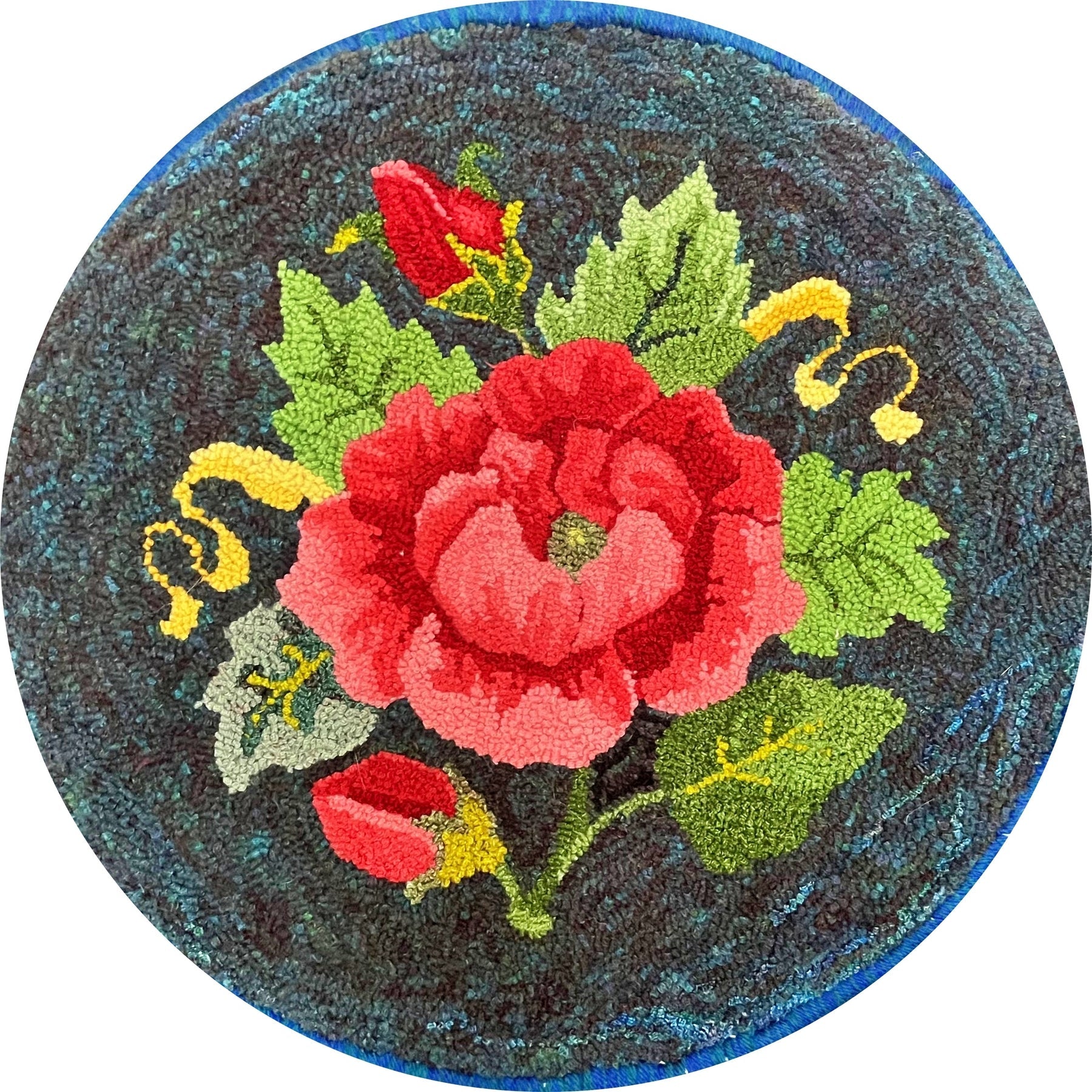 Simple Rose, rug hooked by Rita Anderson