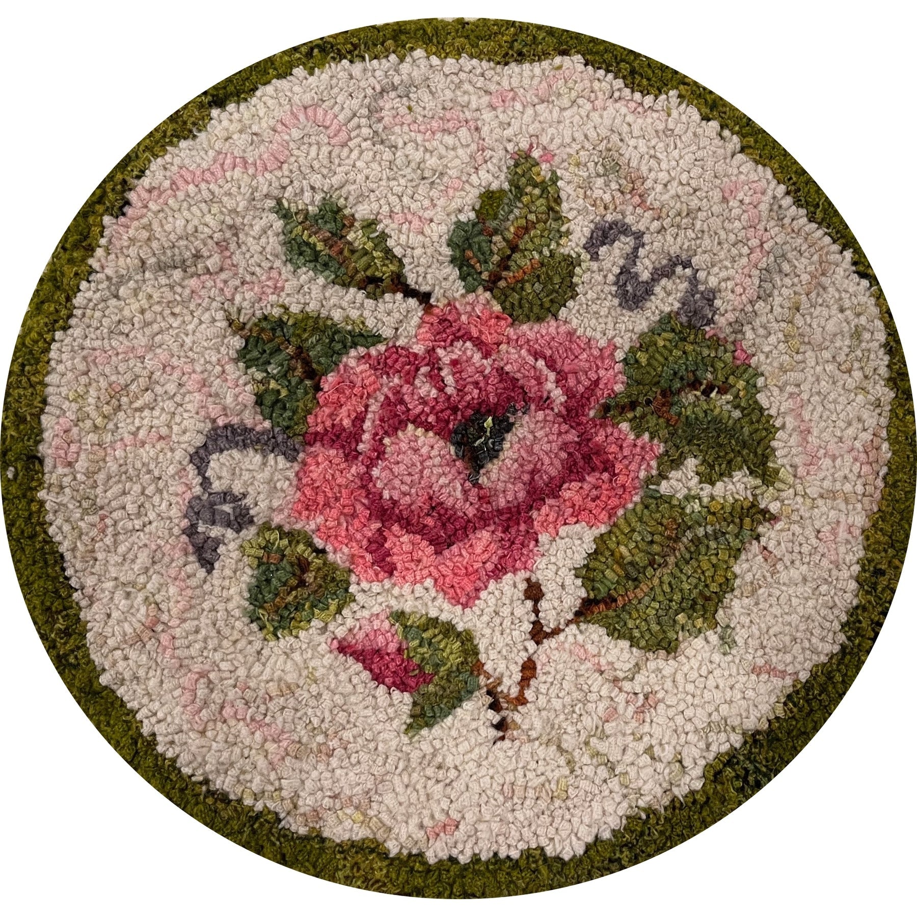 Simple Rose, rug hooked by Sherrie Petersen