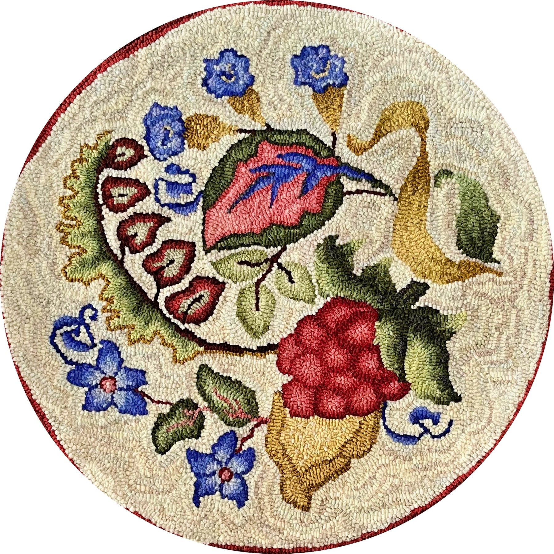 Barker's Crewel, rug hooked by Rebecca Martin