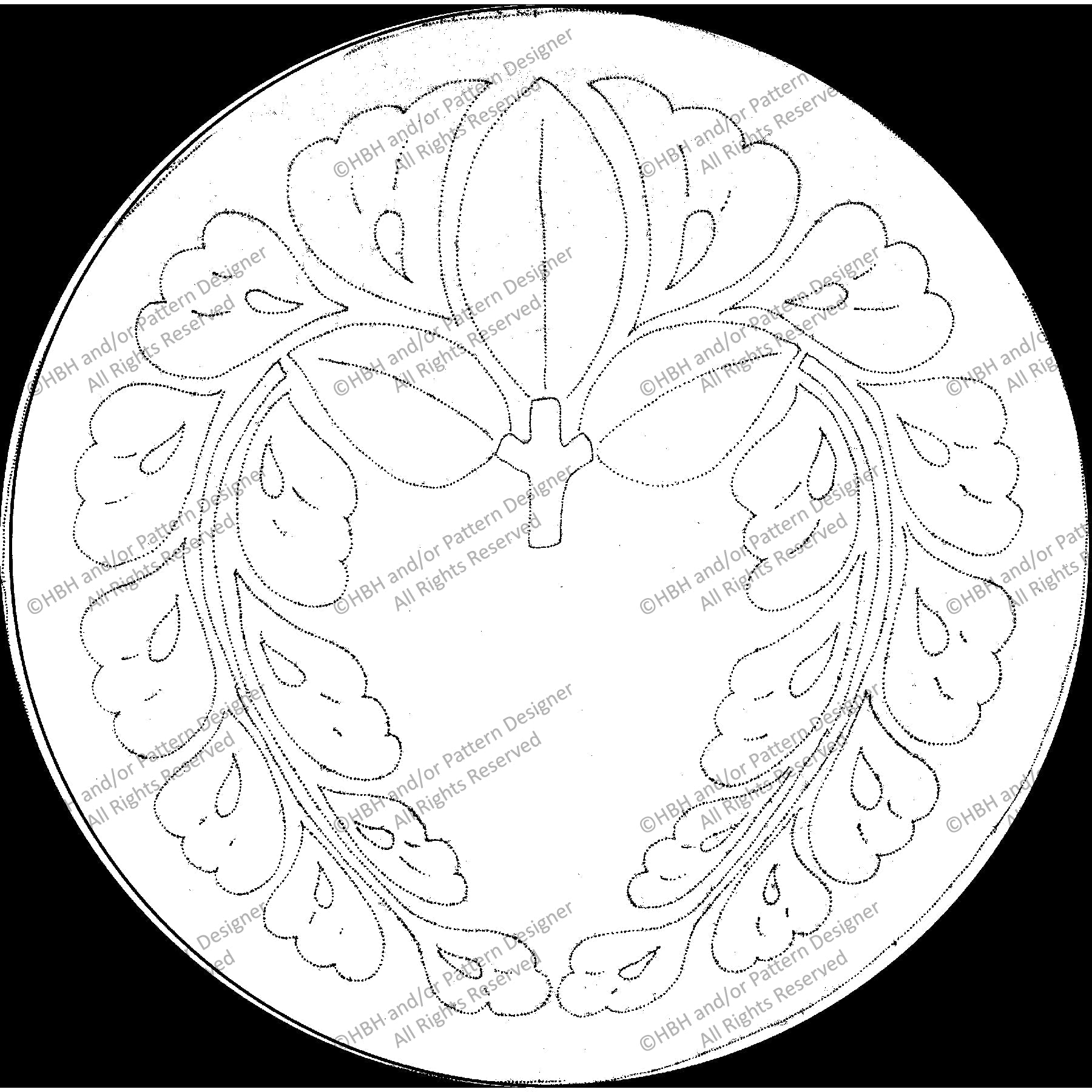 Family Crest - Fern, rug hooking pattern