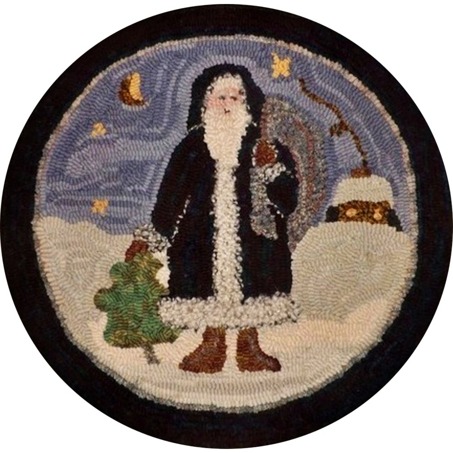 Midnight Caller, rug hooked by Cinda Justice