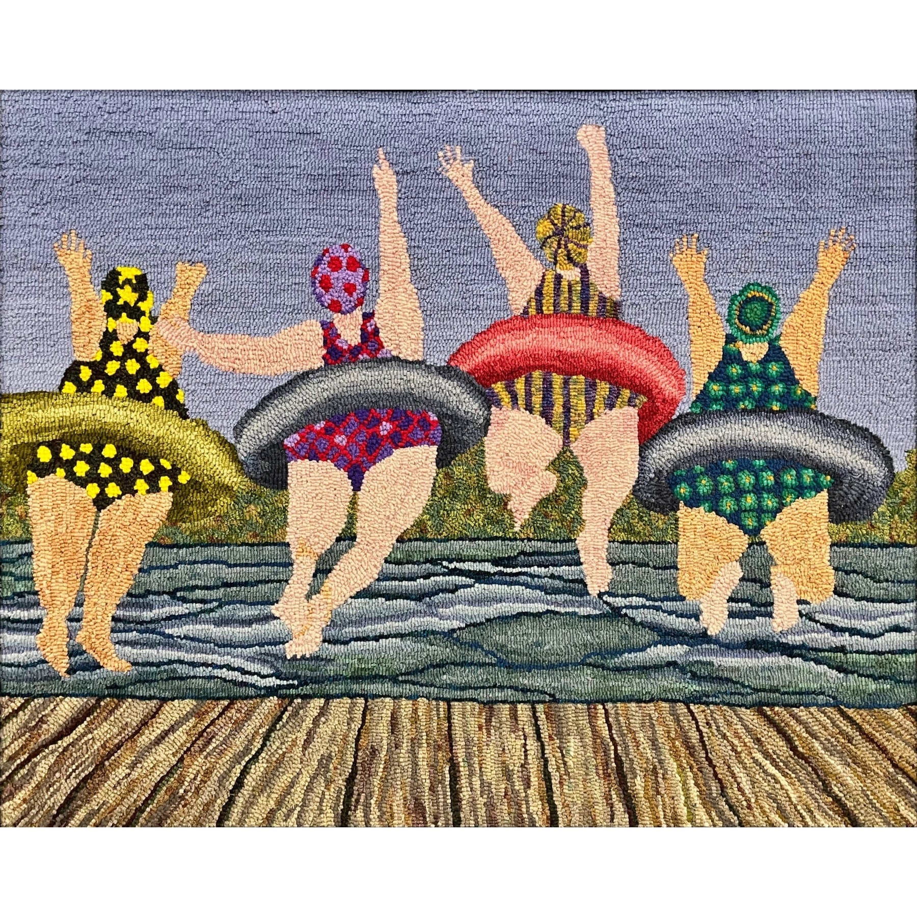 123 Jump, rug hooked by Jane Flynn