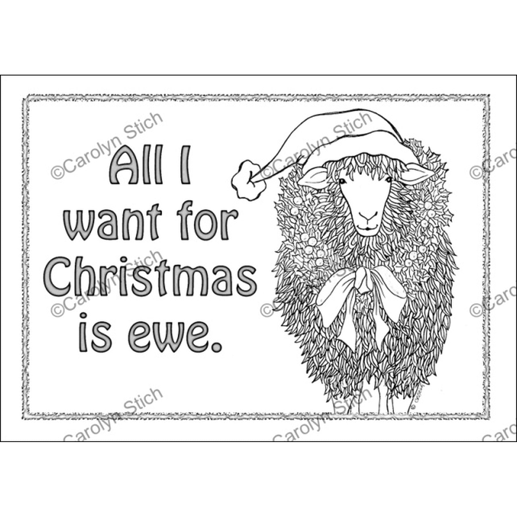 All I Want for Christmas is Ewe, rug hooking pattern