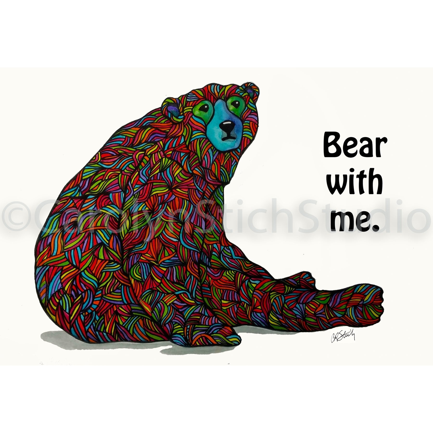 Bear With Me, rug hooking pattern