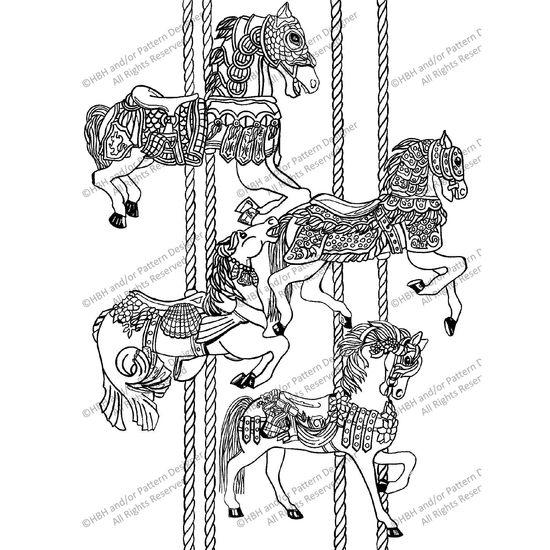 Carousel Horse, rug hooking pattern