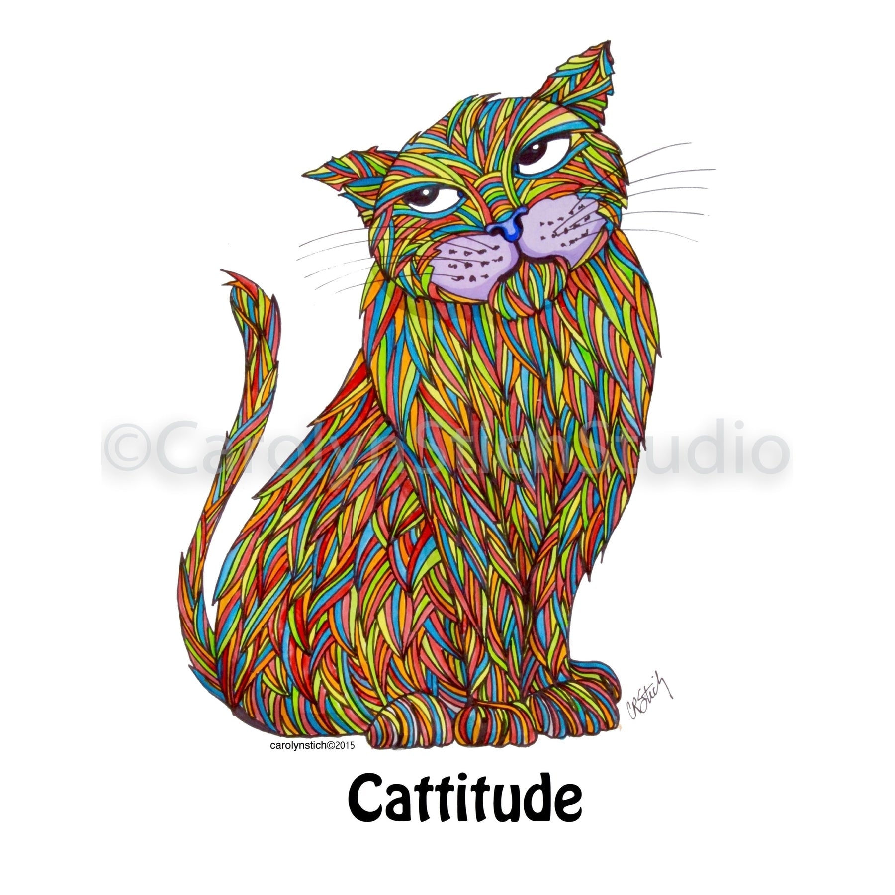 Cattitude, rug hooking pattern