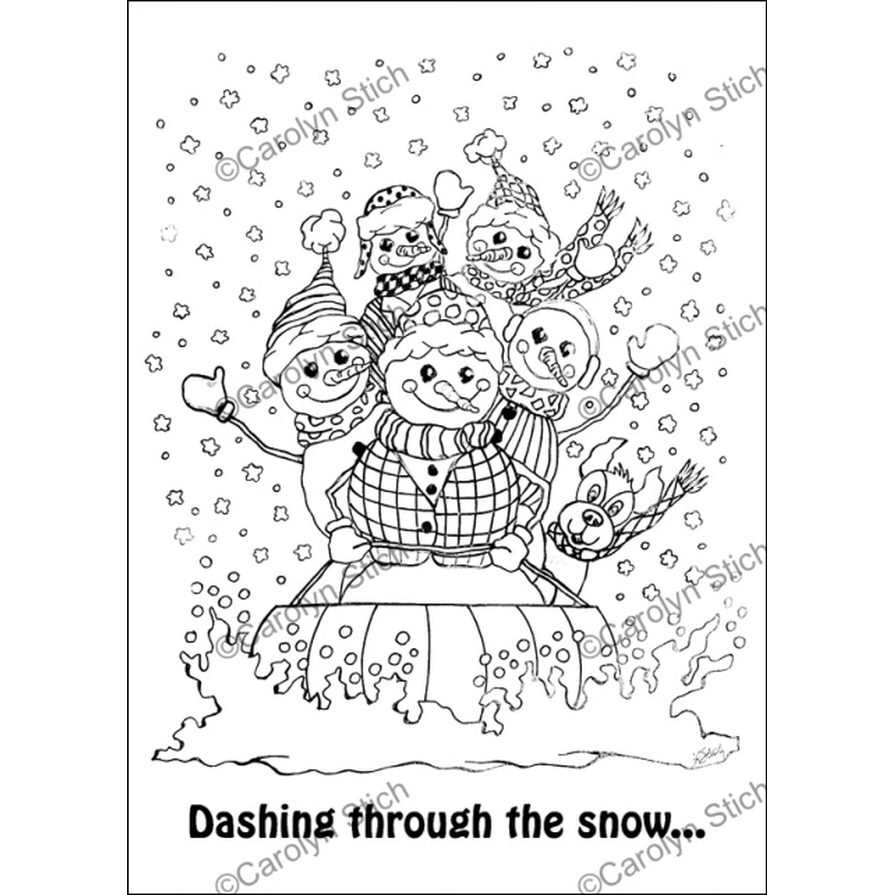 Dashing through the Snow, rug hooking pattern