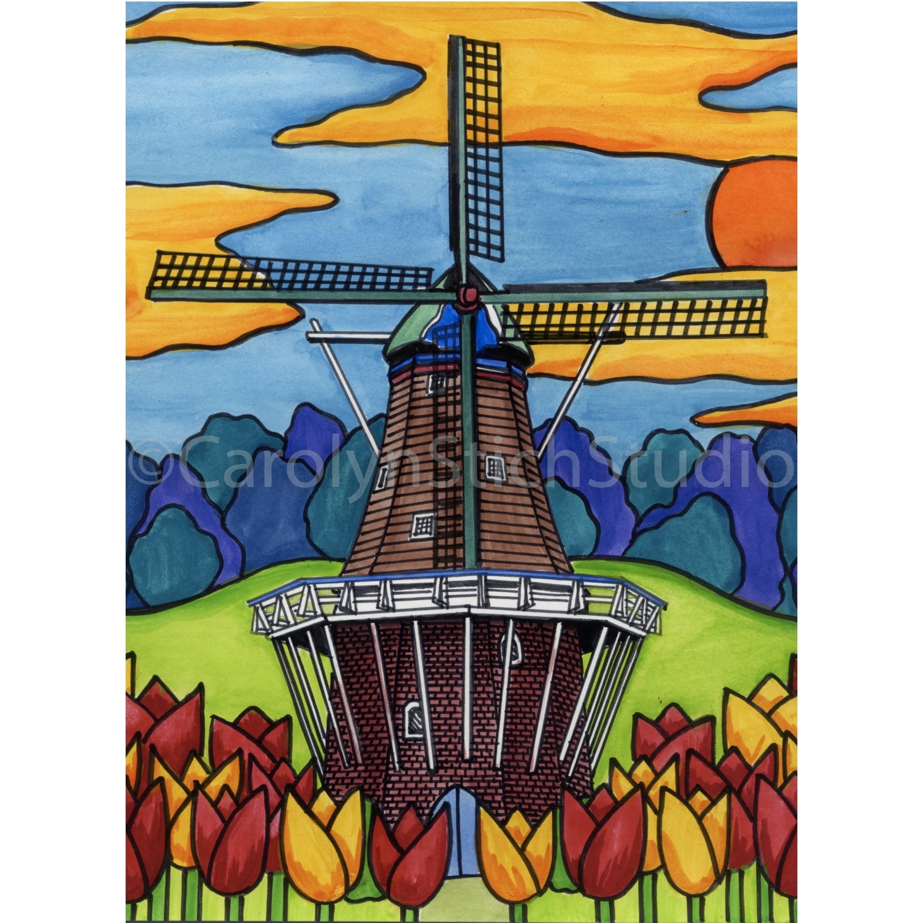 Dezwaan at Sunset, rug hooking pattern