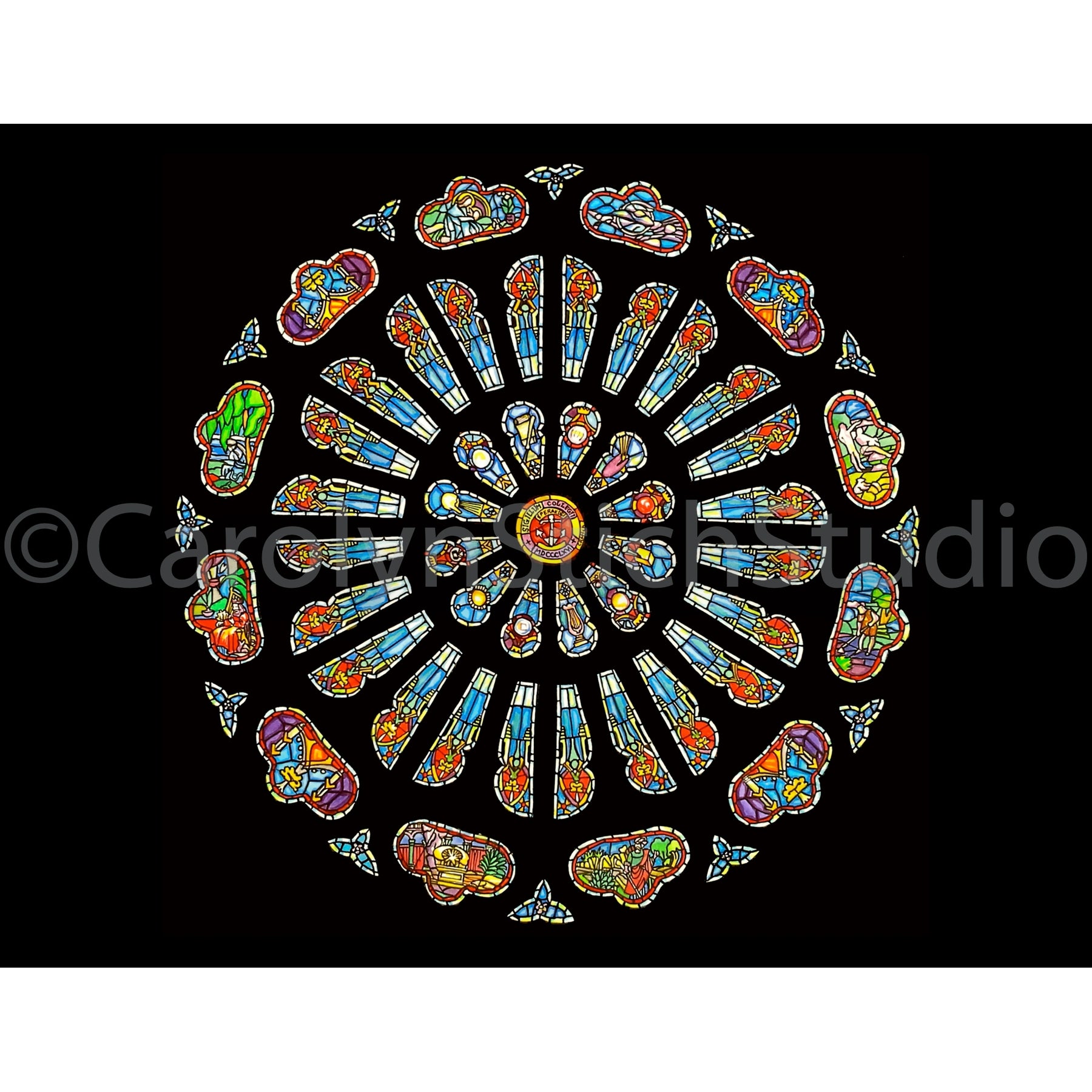 Dimnet Rose Window, rug hooking pattern