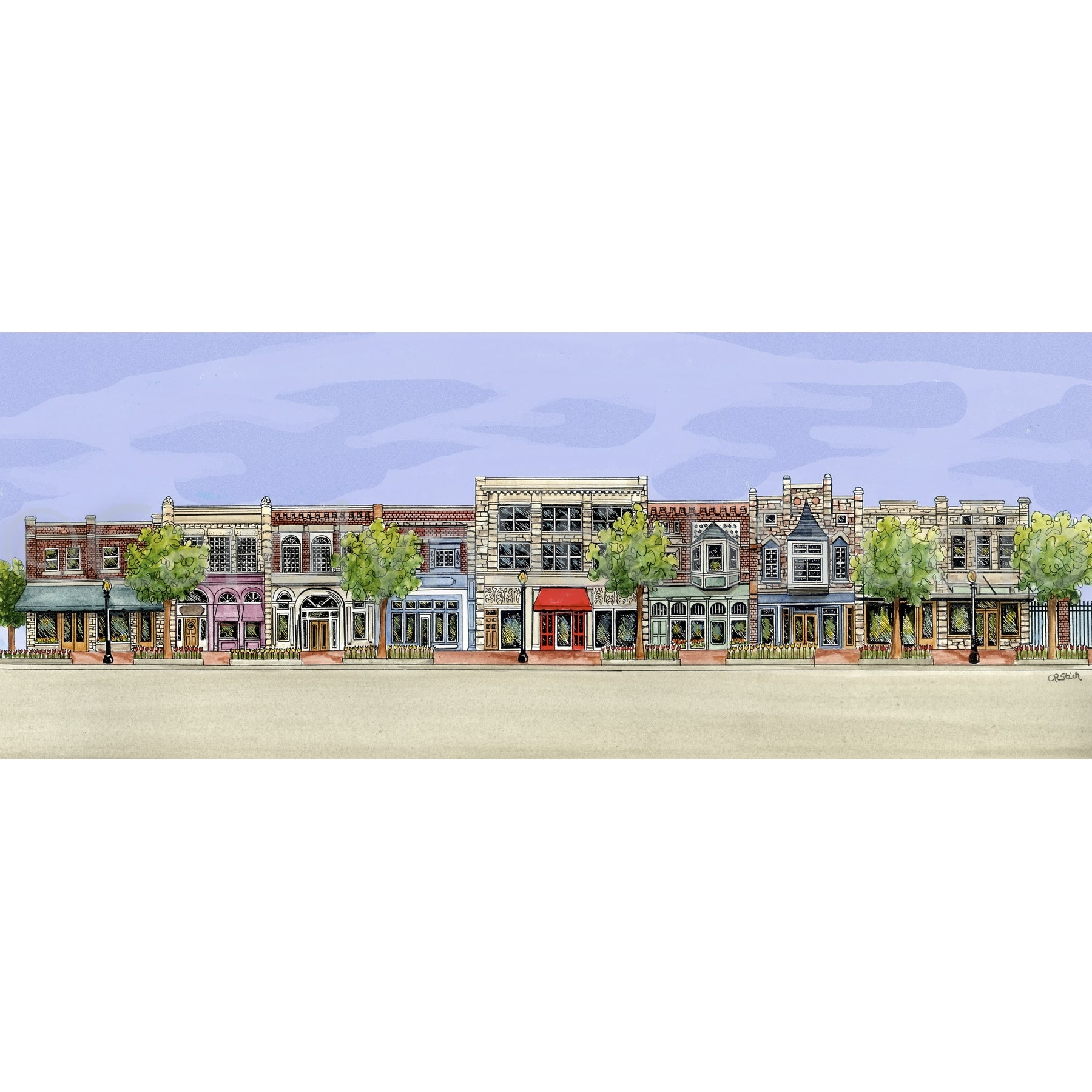 Downtown Stroll, rug hooking pattern