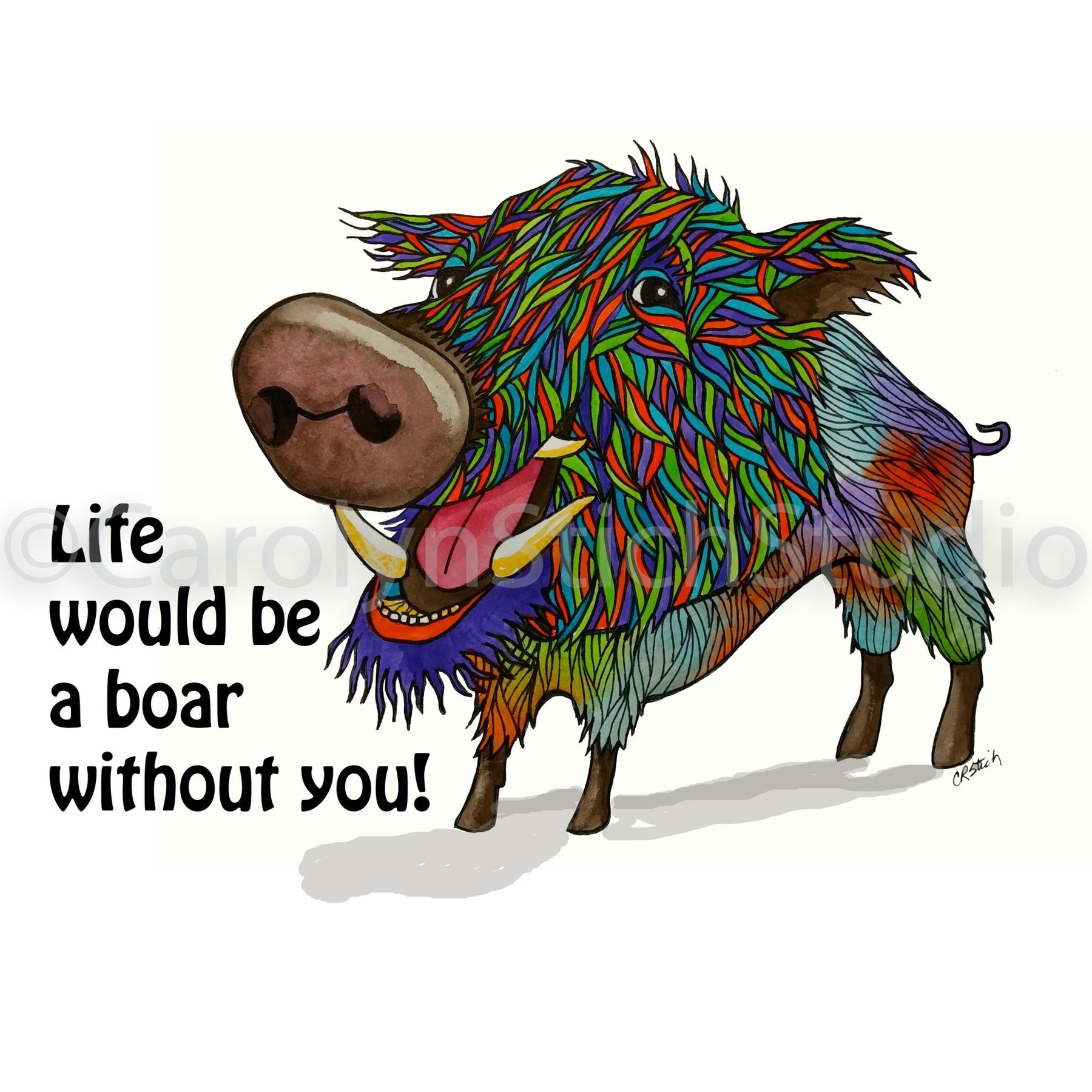 Life Would be a Boar, rug hooking pattern