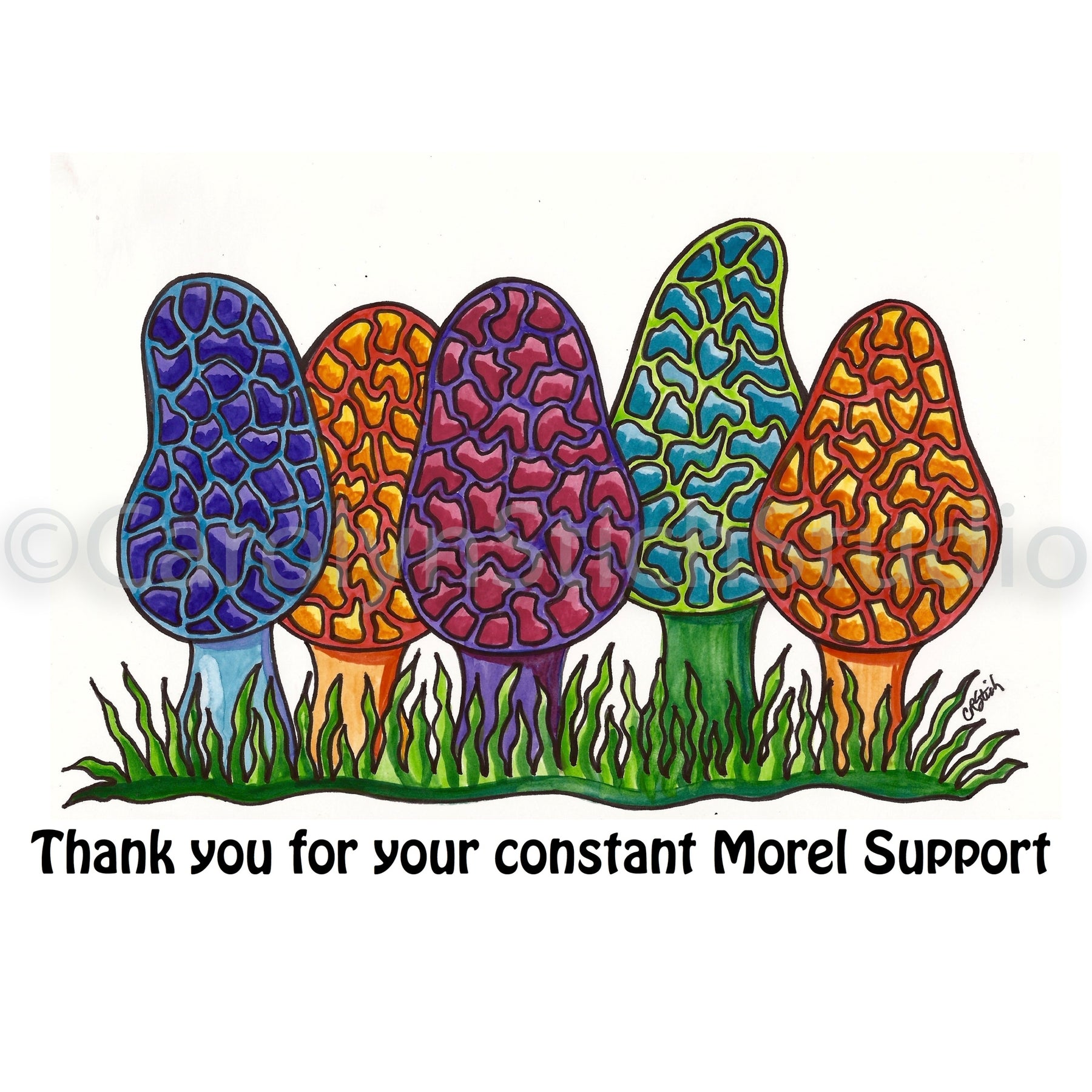 Morel Support, rug hooking pattern