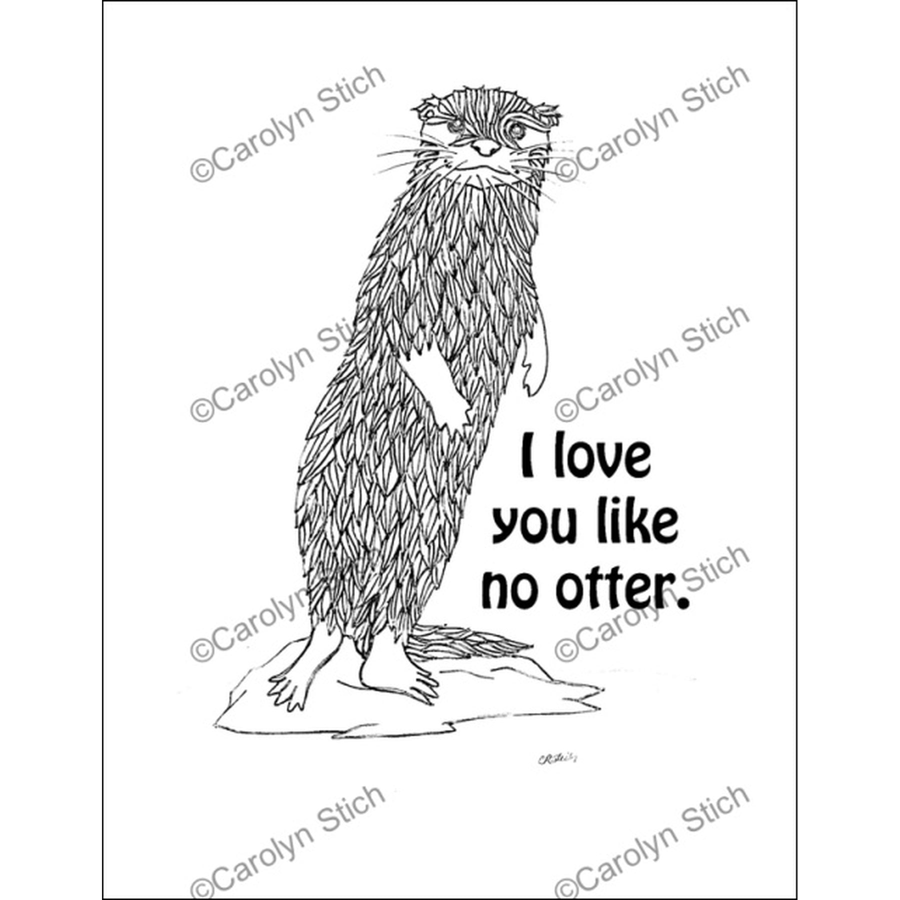 No Otter, rug hooking pattern