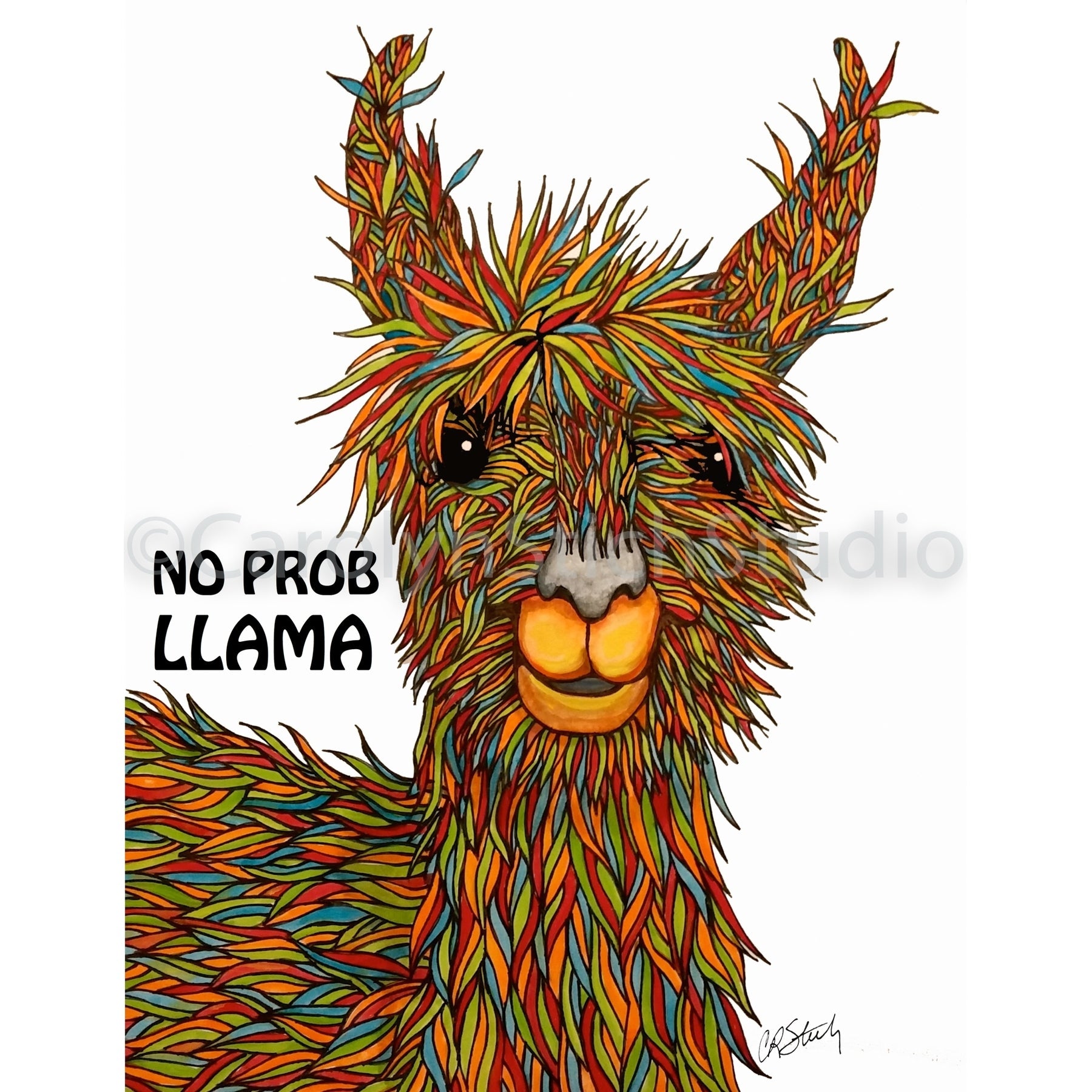 No Prob Llama, rug hooking pattern