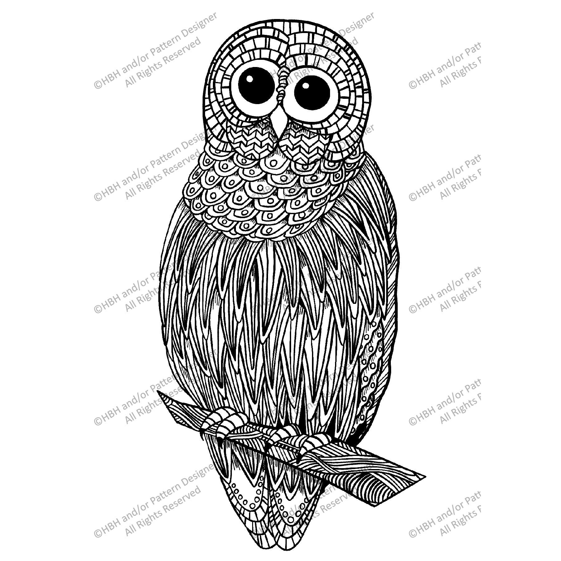 Owl Power, rug hooking pattern