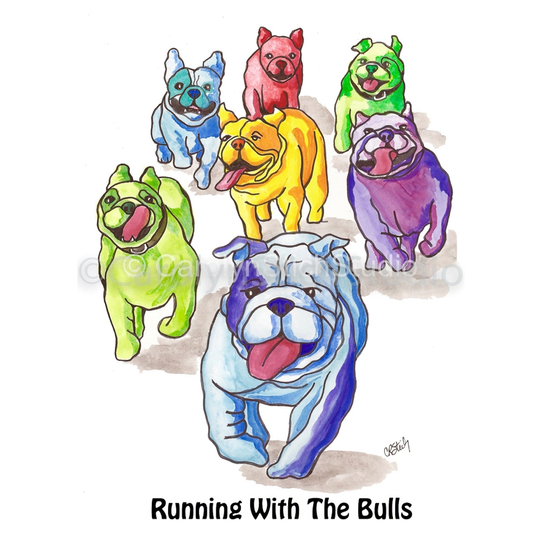 Running with the Bulls, rug hooking pattern