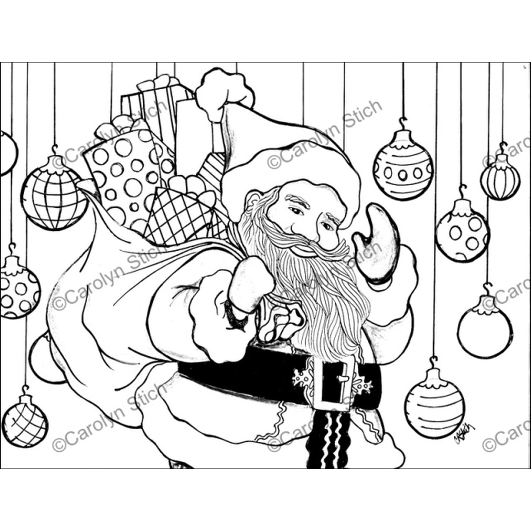 Santa Claus, rug hooking pattern