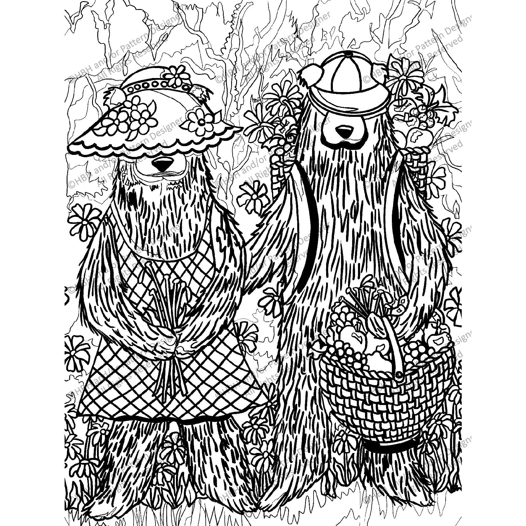 Spring Bears, rug hooking pattern