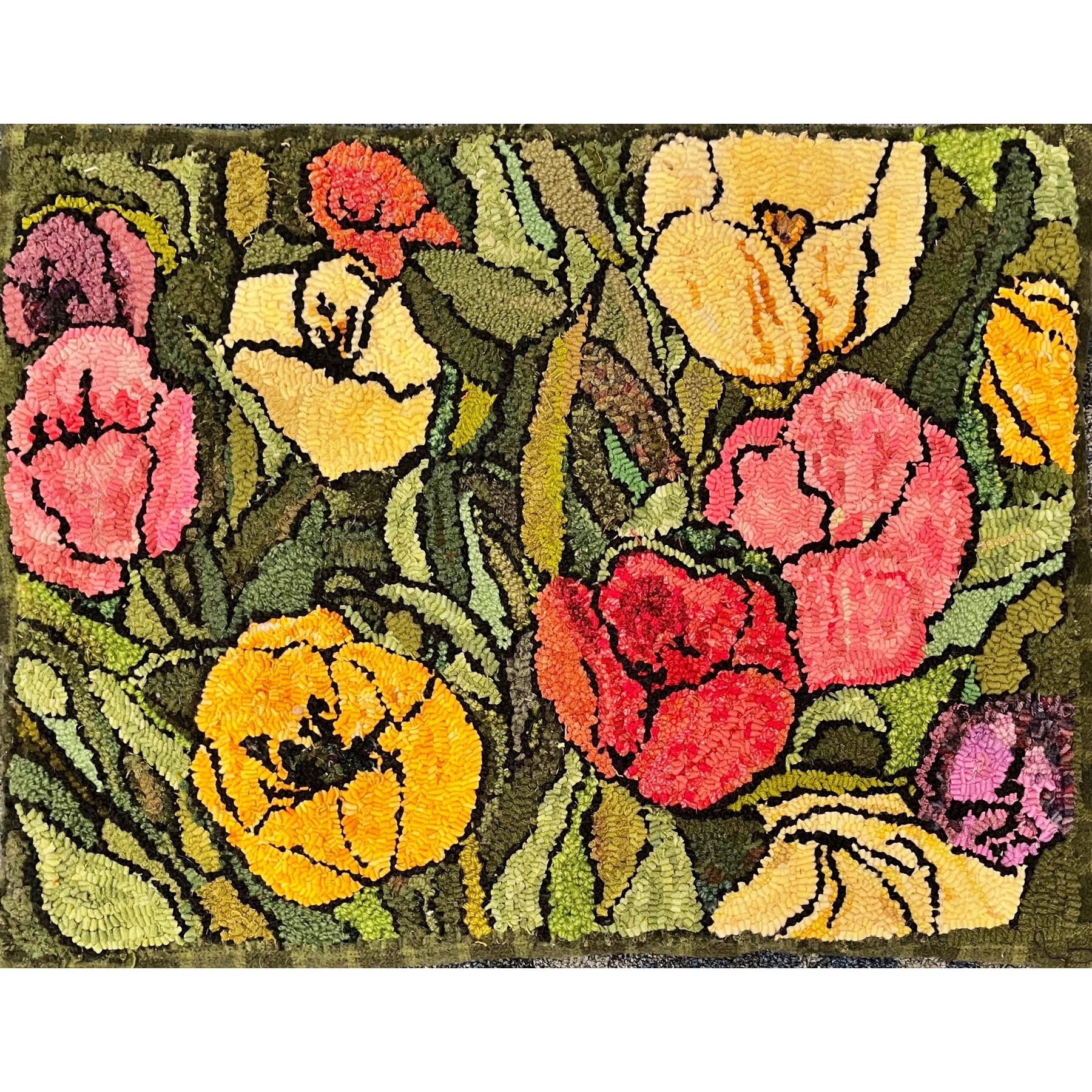 Spring Palette, rug hooked by Sherrie Petersen