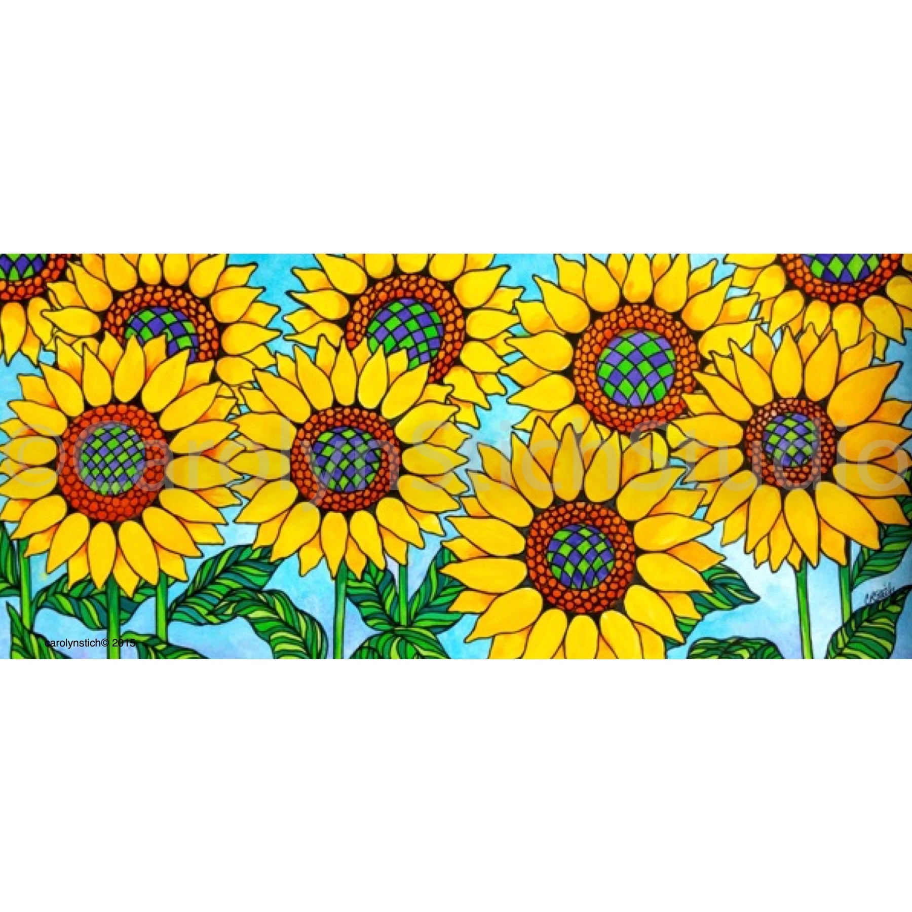 Sunflowers, rug hooking pattern