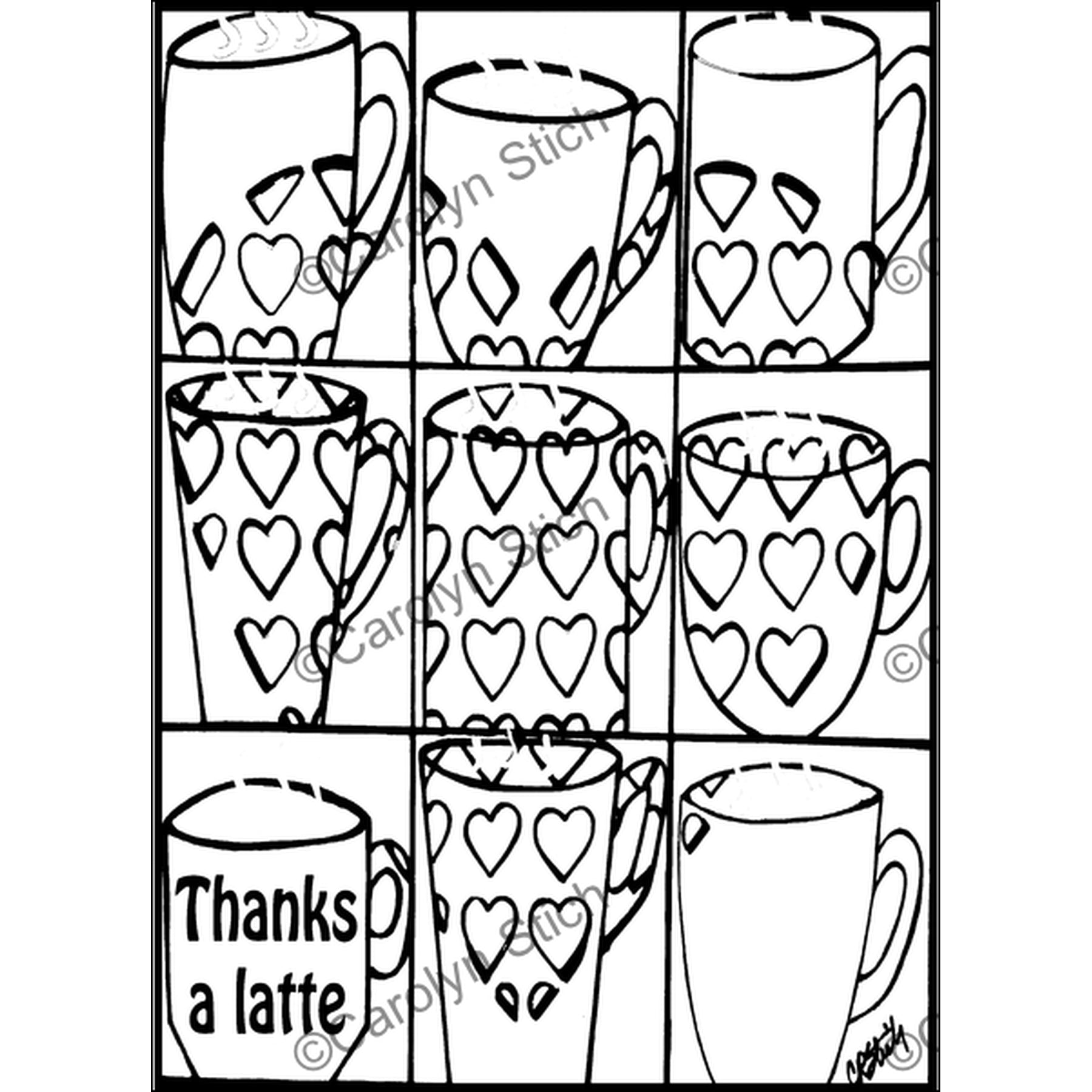 Thanks a Latte, rug hooking pattern