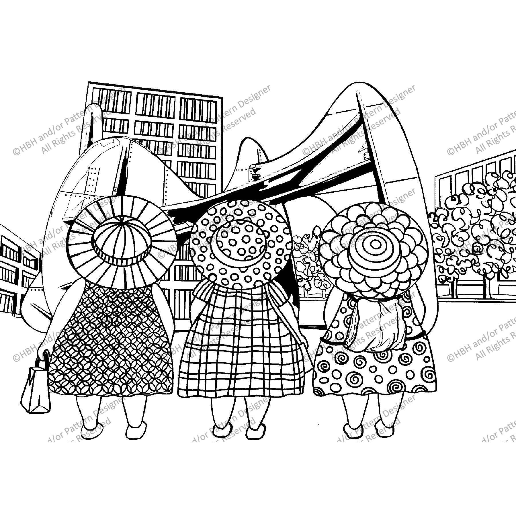 The Girls at Grand Rapids, rug hooking pattern