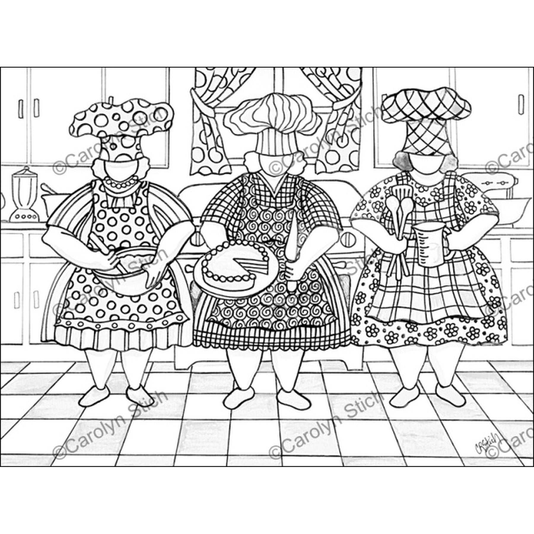 The Girls Cookin' Up Something Good, rug hooking pattern