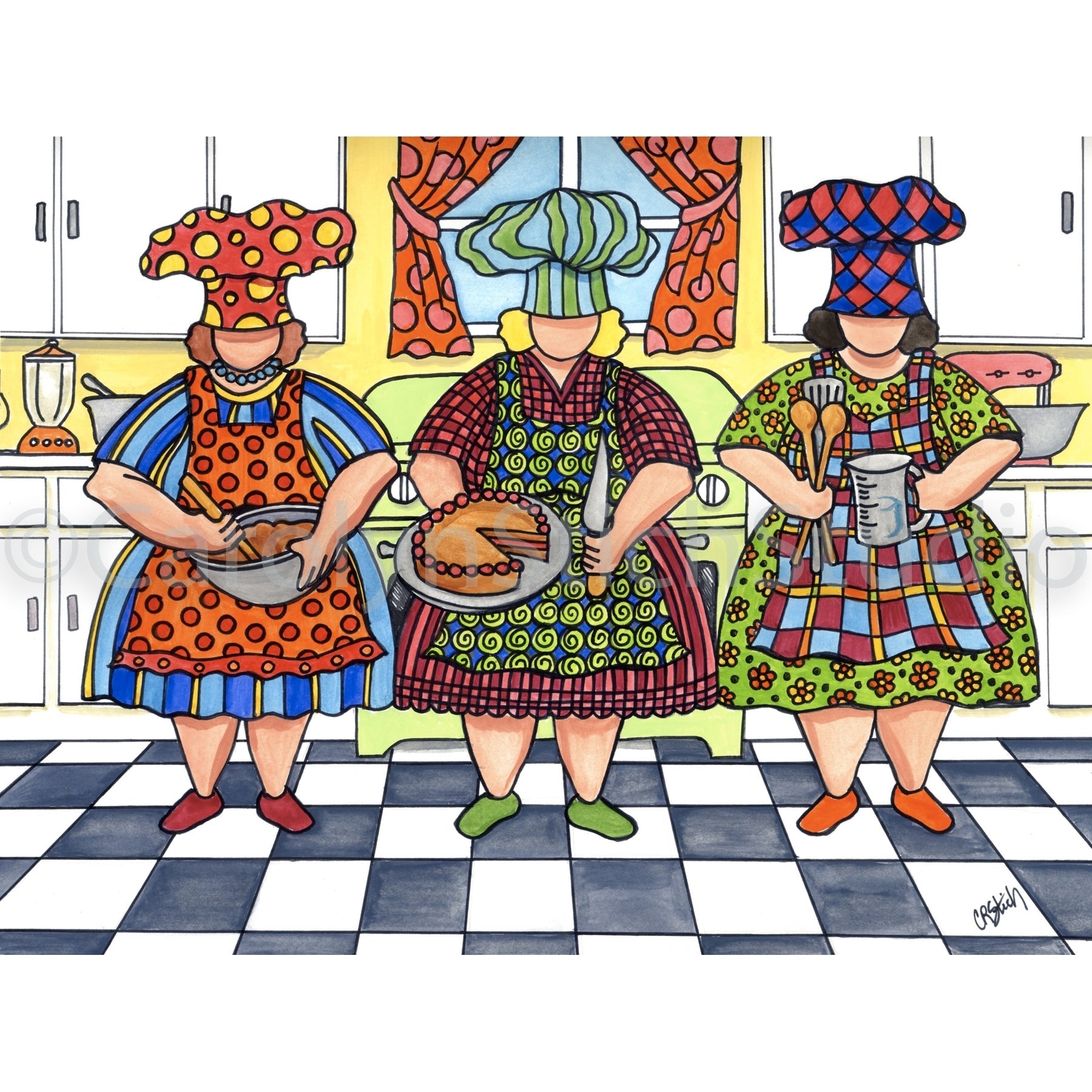 The Girls Cookin' Up Something Good, rug hooking pattern