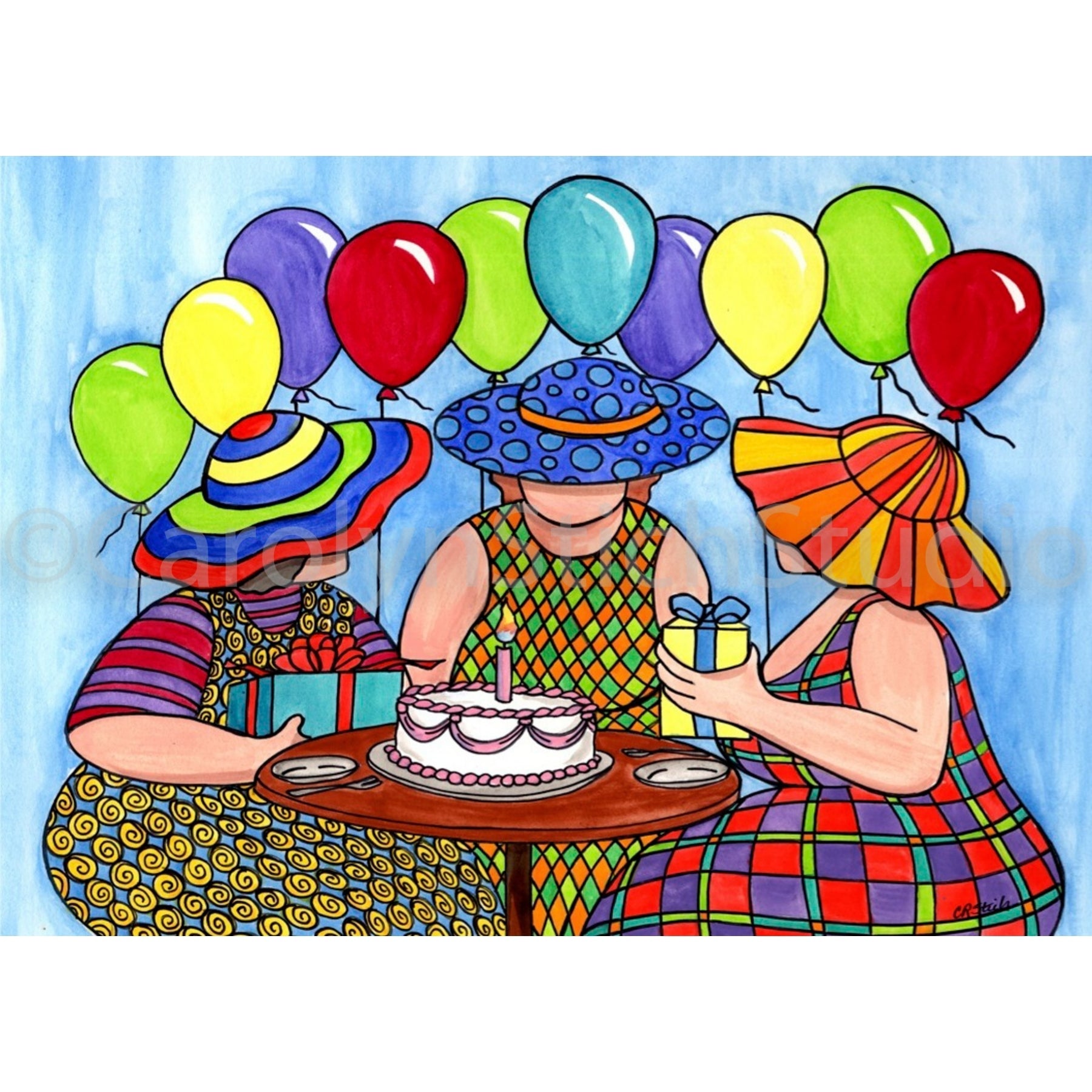 The Girls Making Birthday Wishes, rug hooking pattern