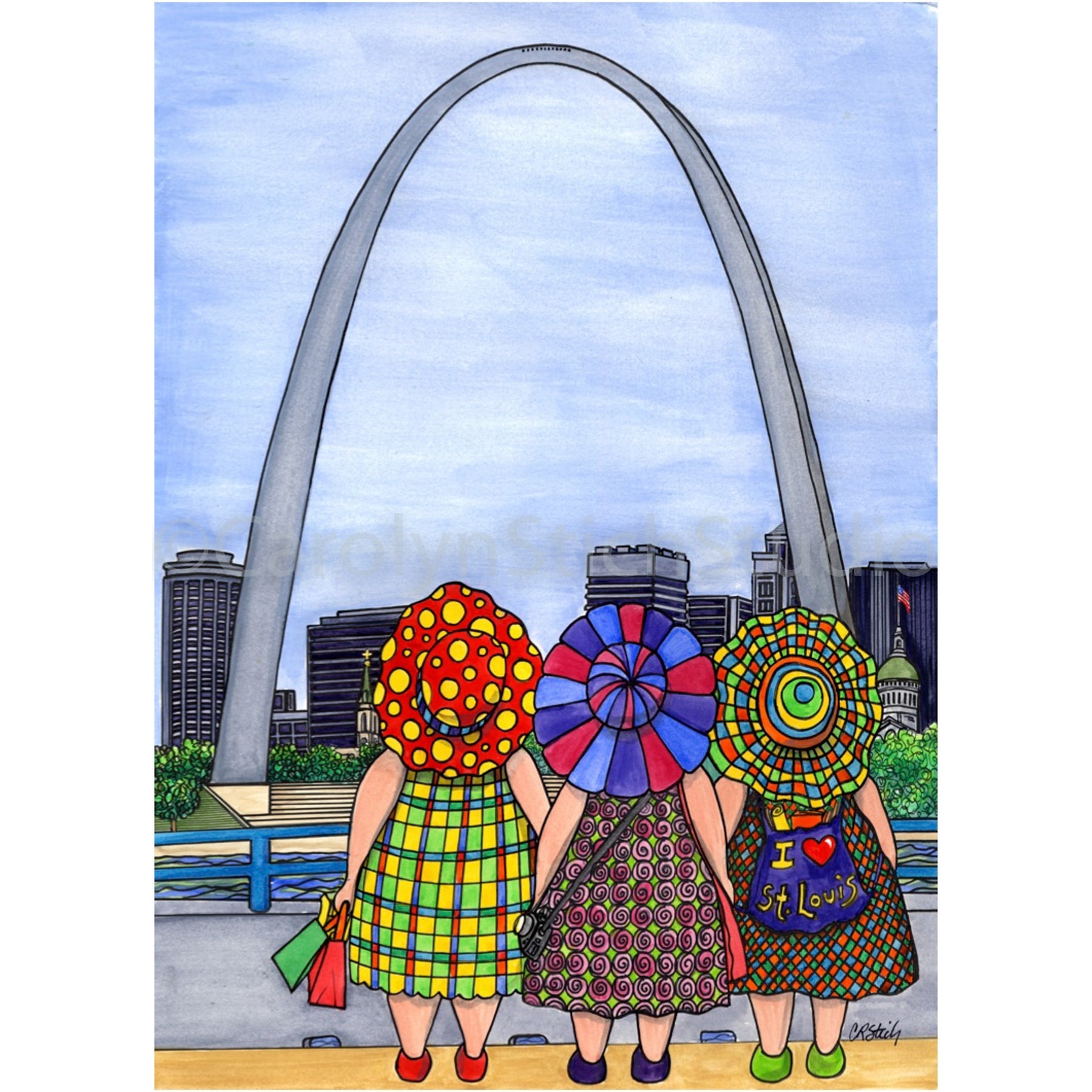 The Girls Visit St. Louis, rug hooking pattern