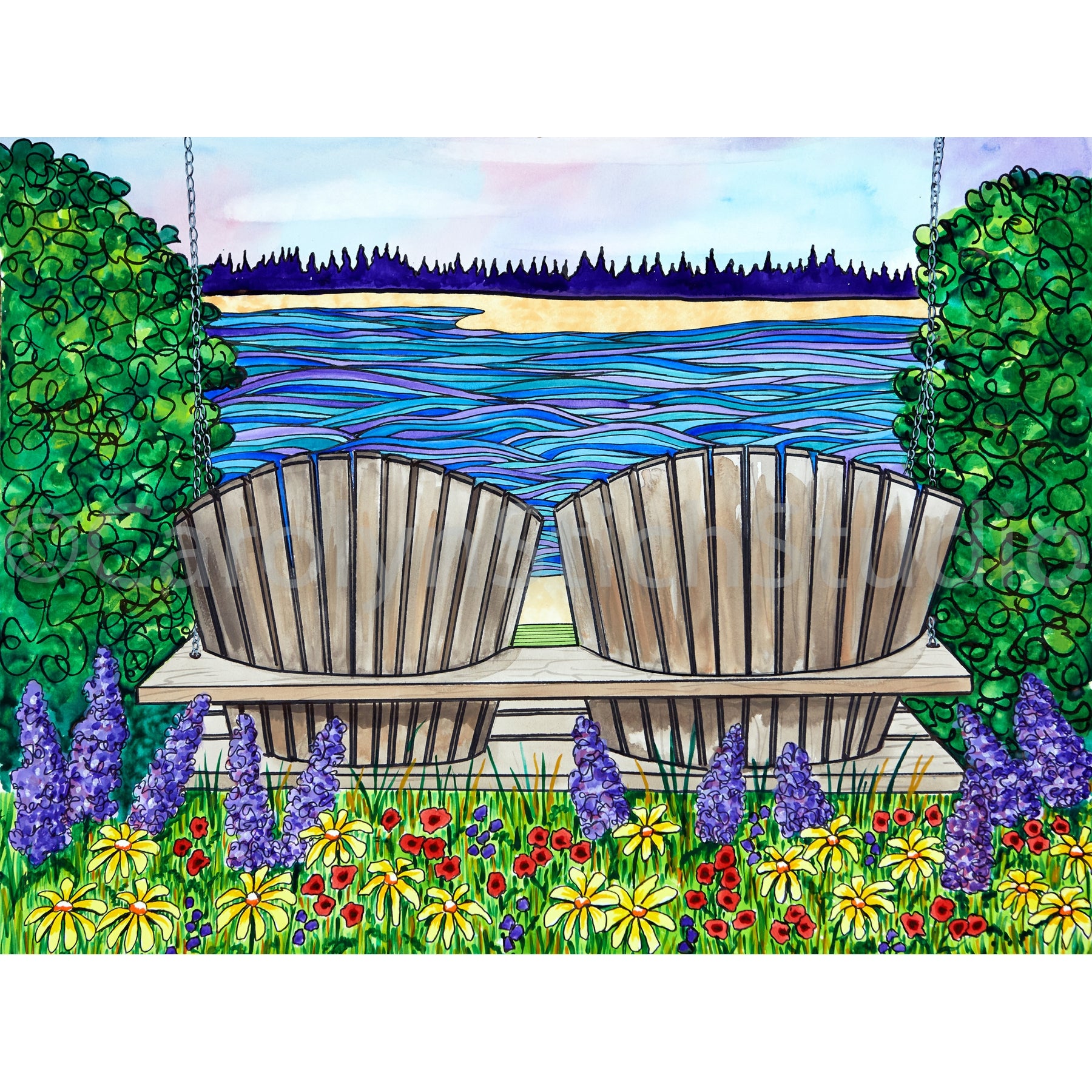 The Swing, rug hooking pattern