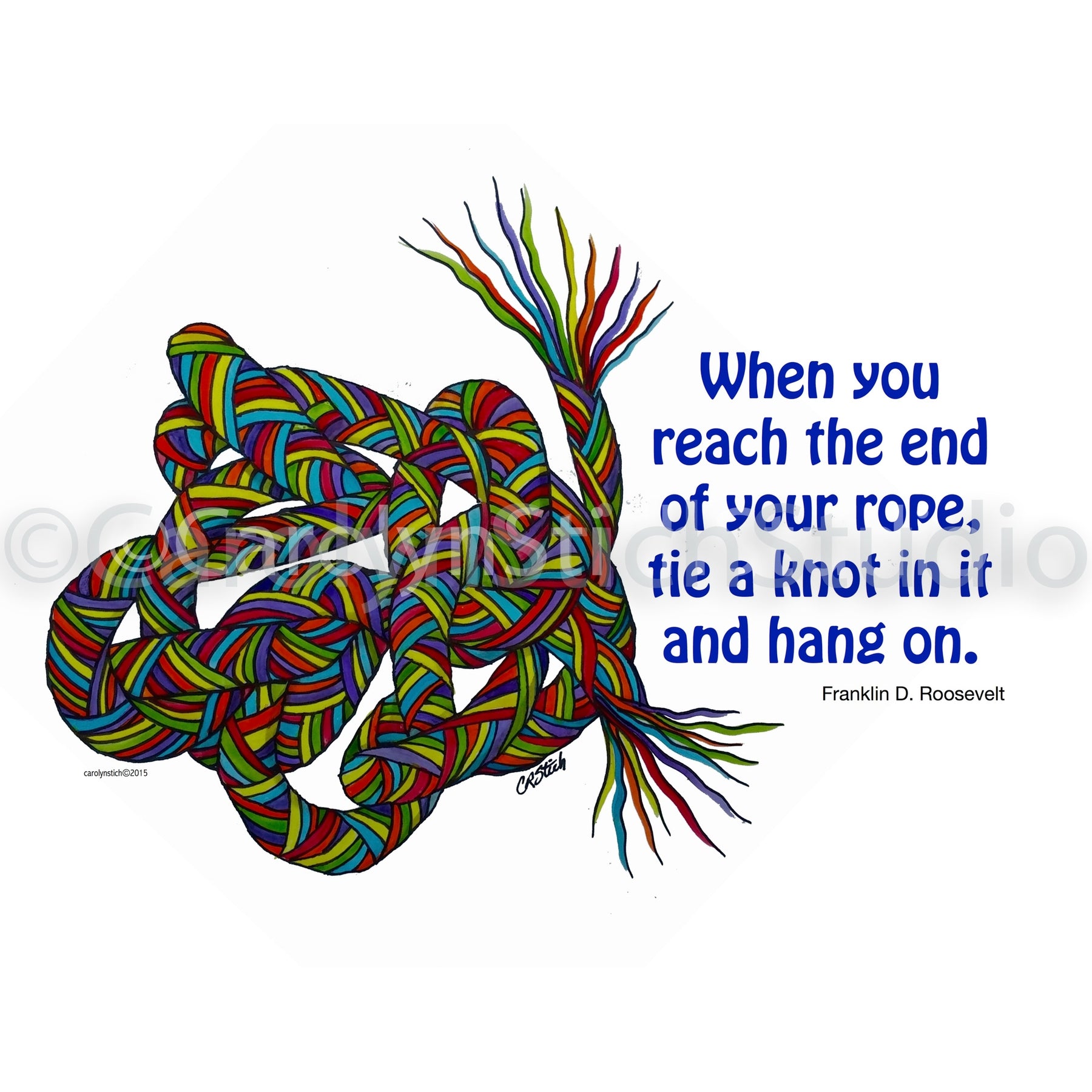 Tie a Knot and Hang On, rug hooking pattern