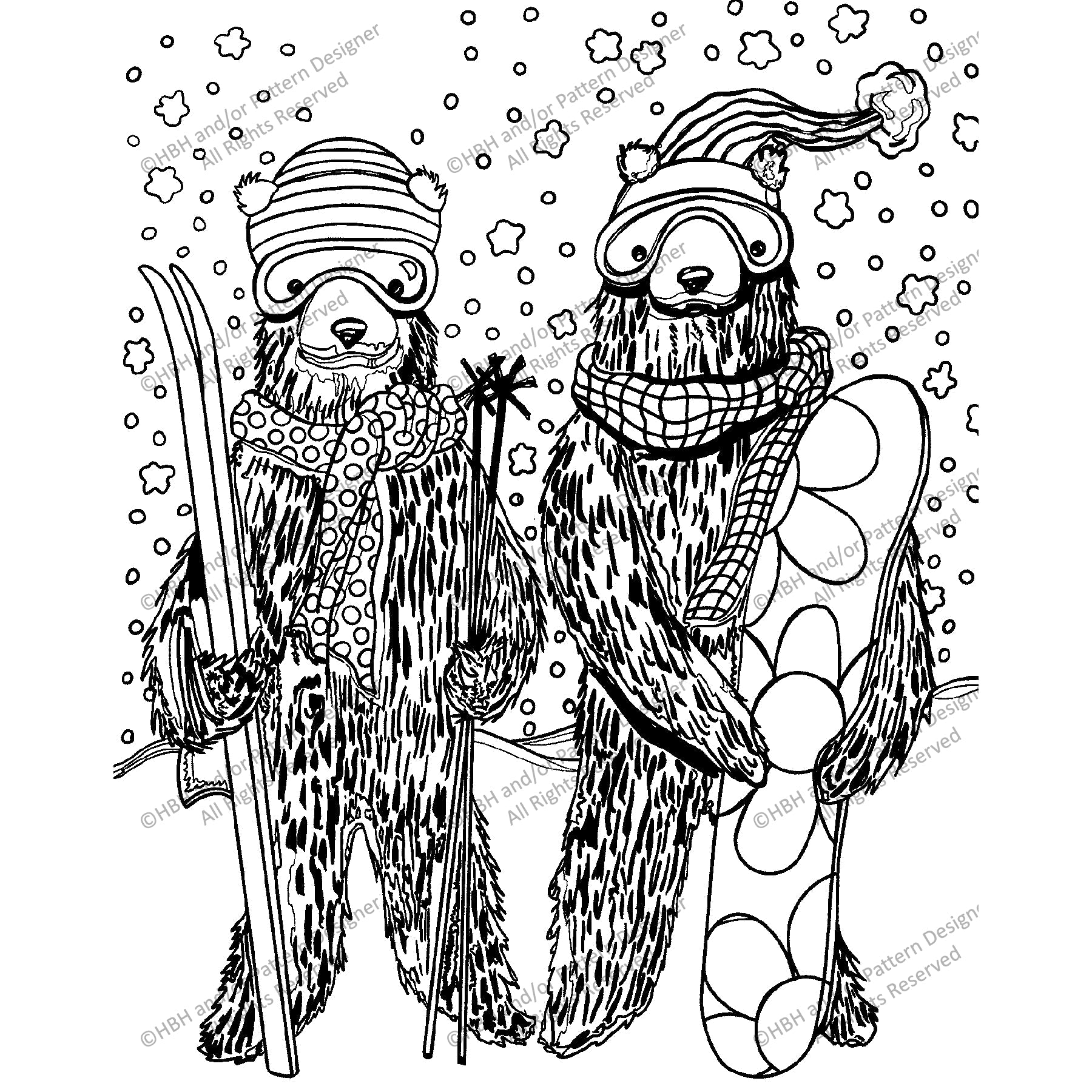 Winter Bears, rug hooking pattern