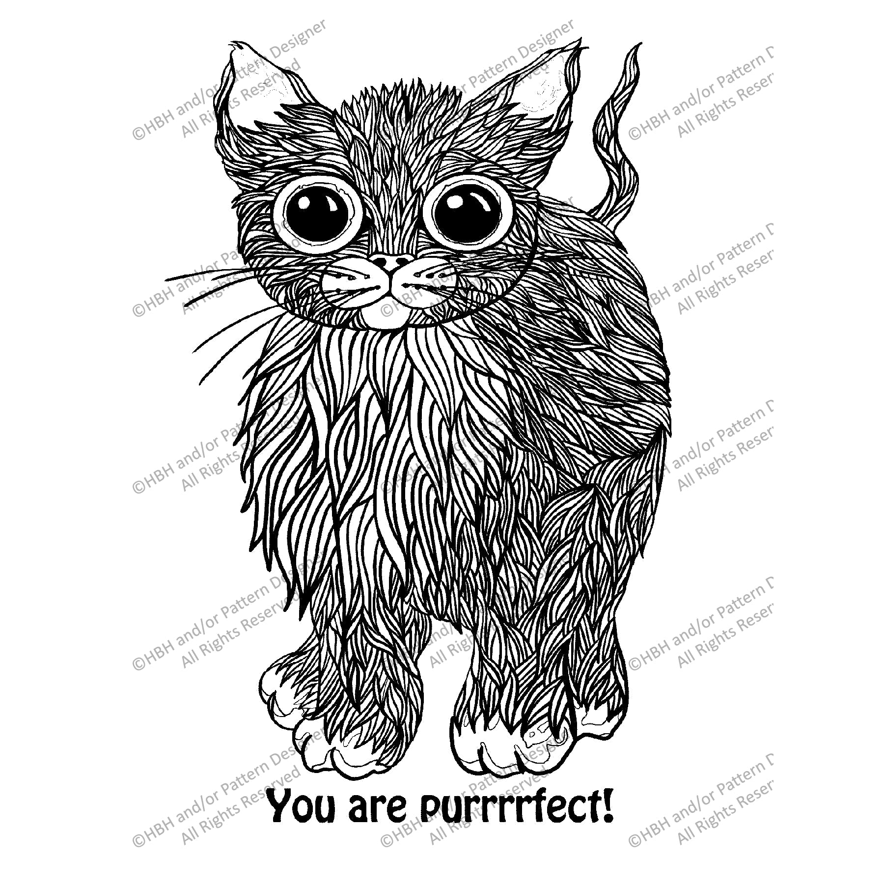You are Purrrrfect, rug hooking pattern