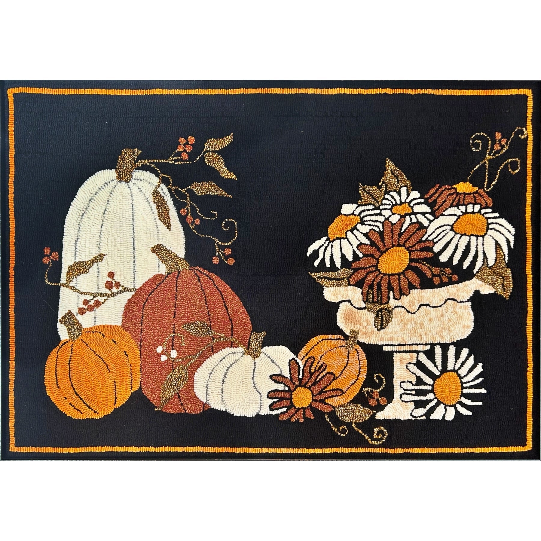 Happy Harvest, rug hooked by Dawn Kilgore