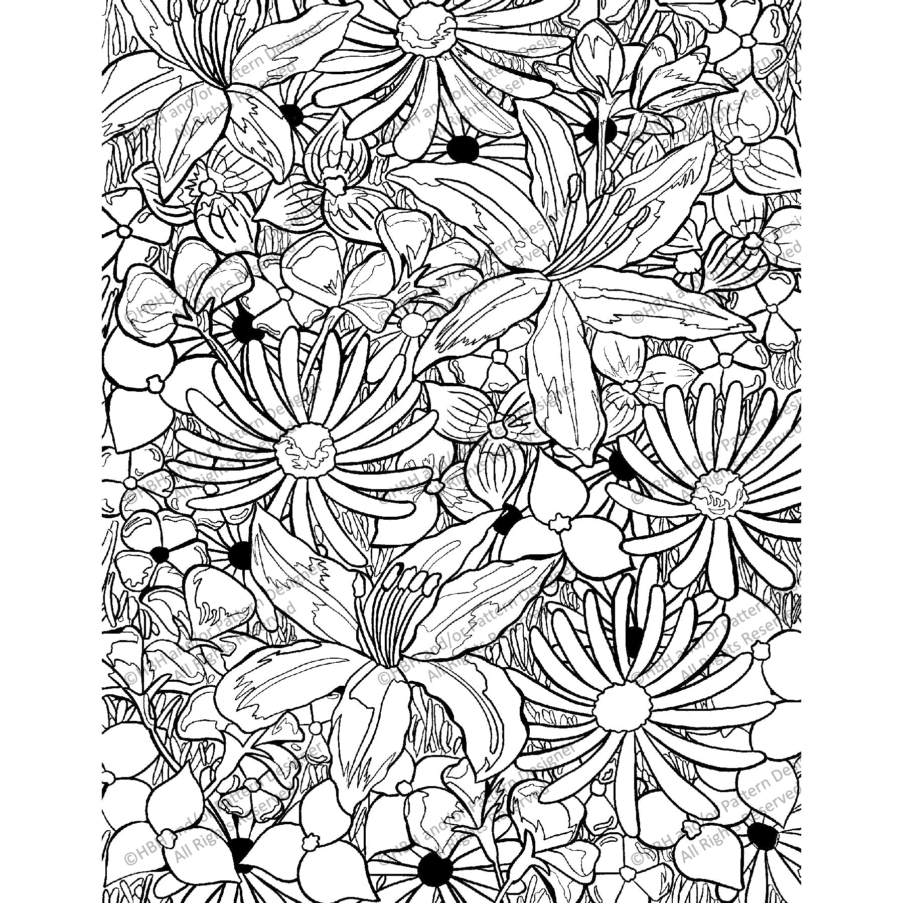 Michigan Wildflowers, rug hooking pattern