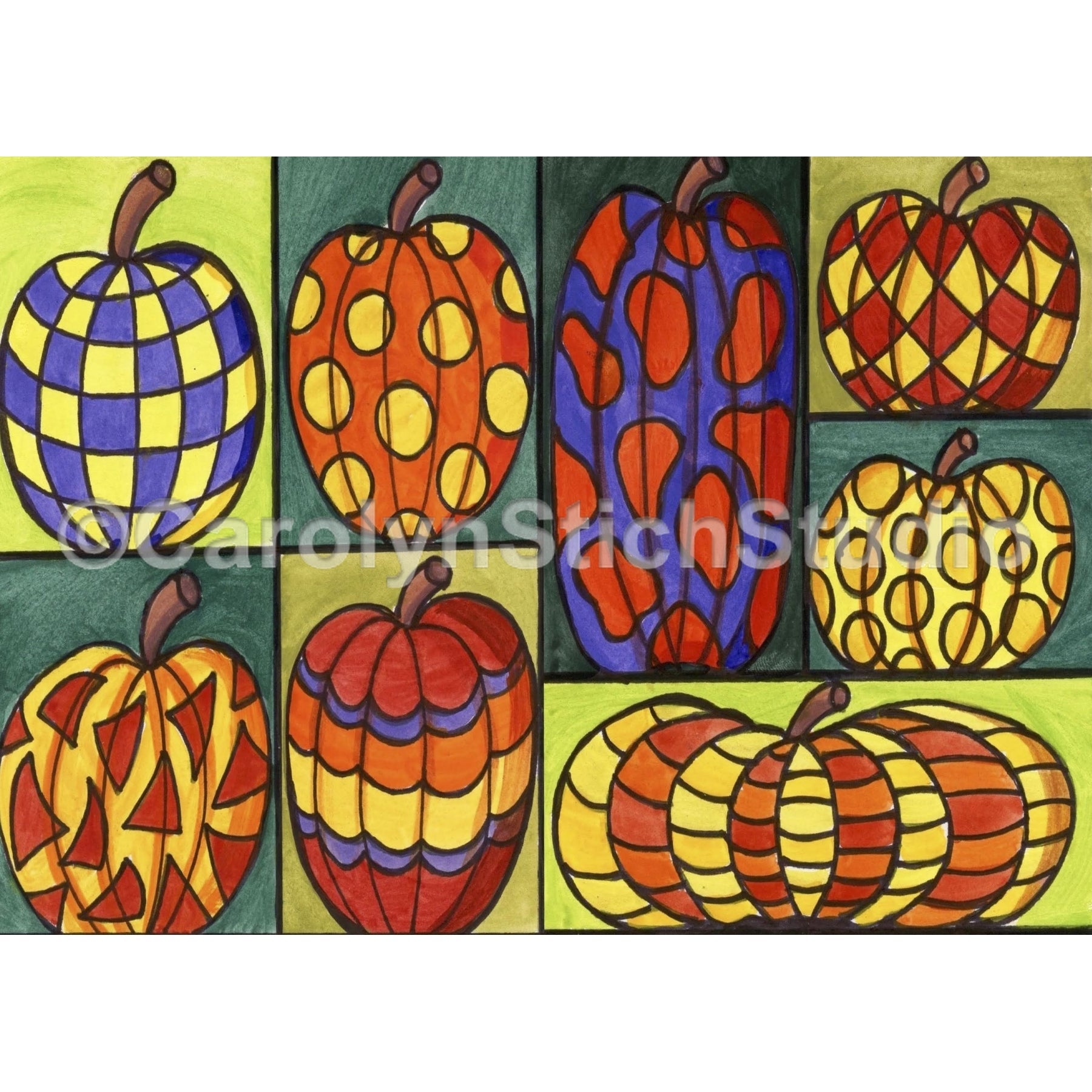 Pumpkin Flag, rug hooking pattern