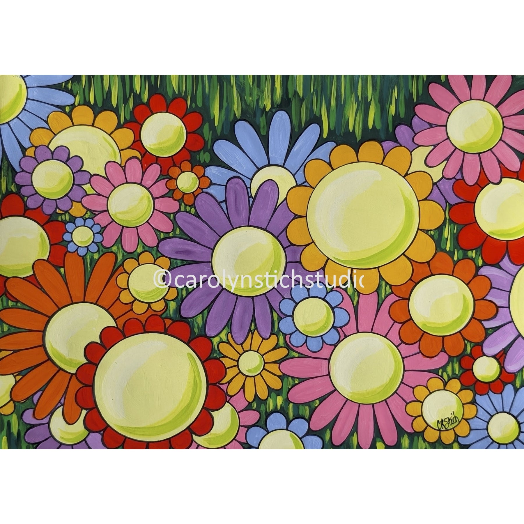 Spring Dasies, rug hooking pattern