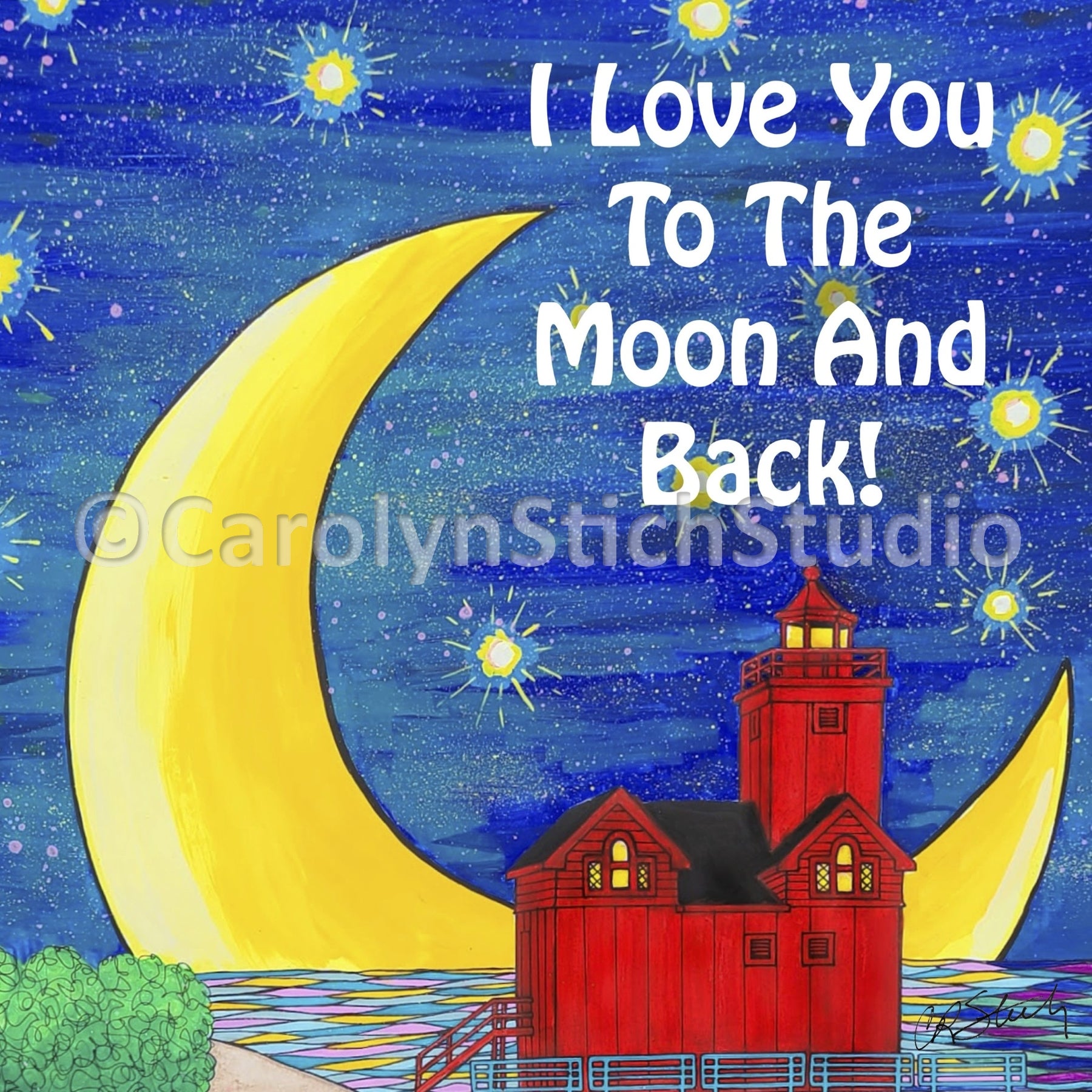 To the Moon and Back, rug hooking pattern