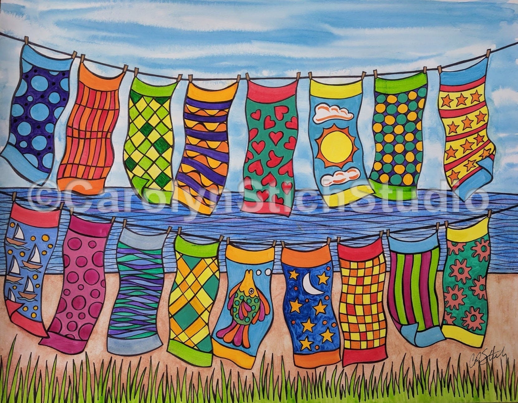 Beach Towels, rug hooking pattern