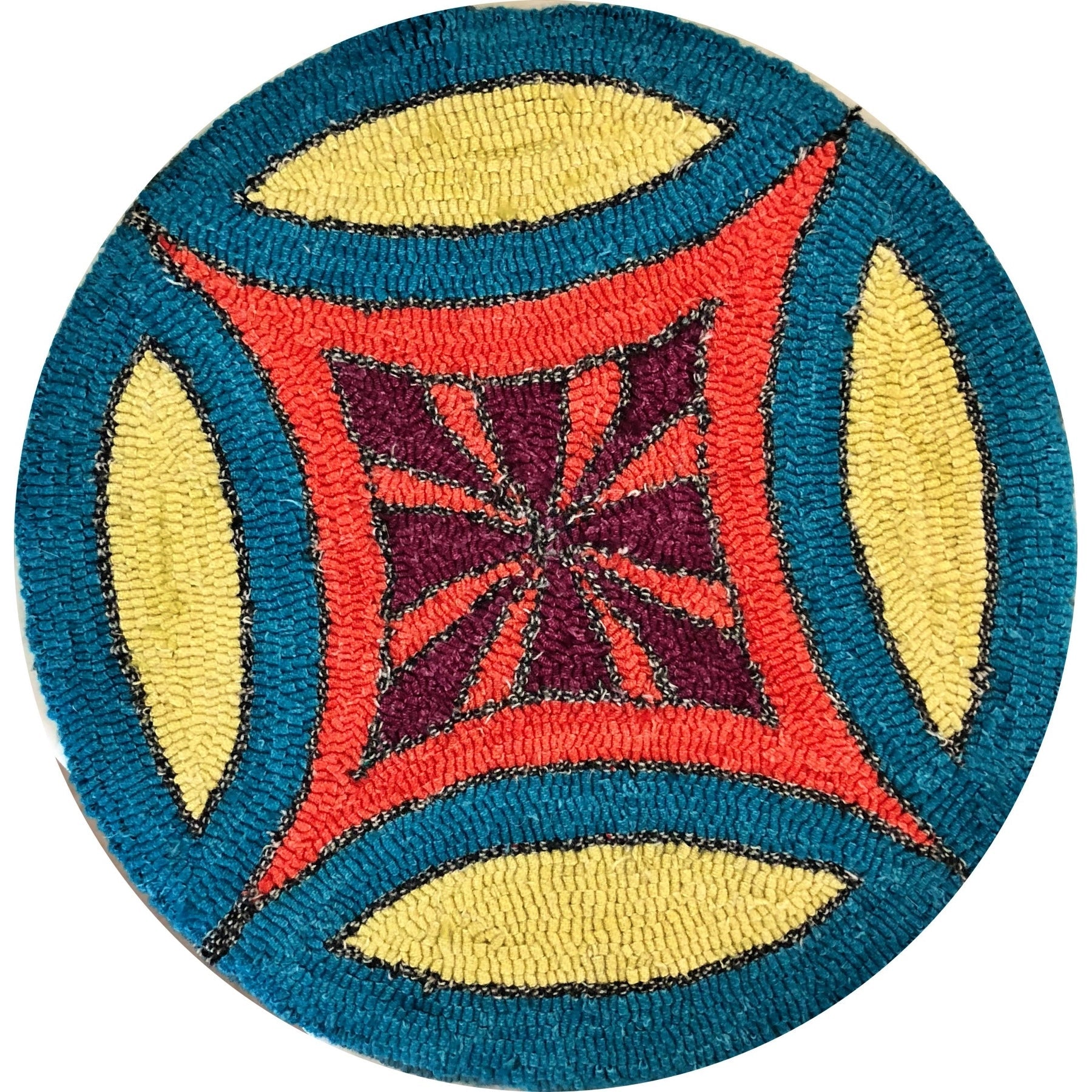 Diamond within diamond Chairseat, rug hooked by Judy Rippstein