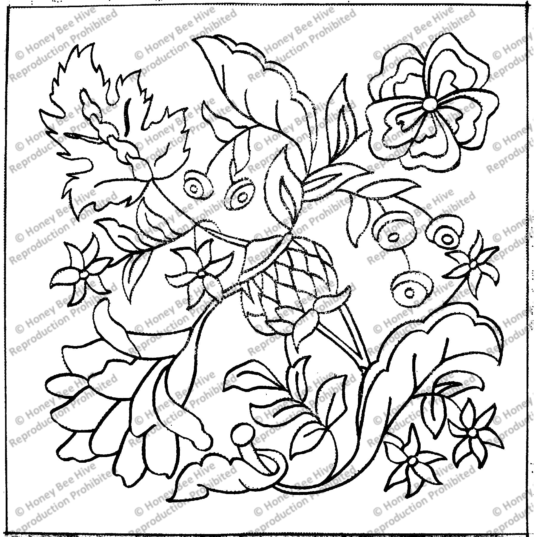 Crewel Spray, rug hooking pattern