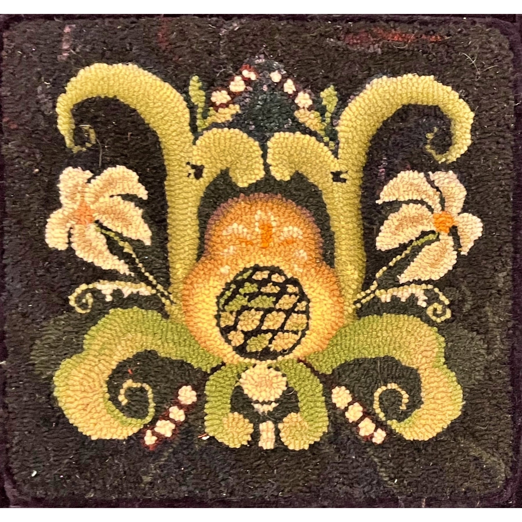 Ollie, rug hooked by Judy Kielczewski