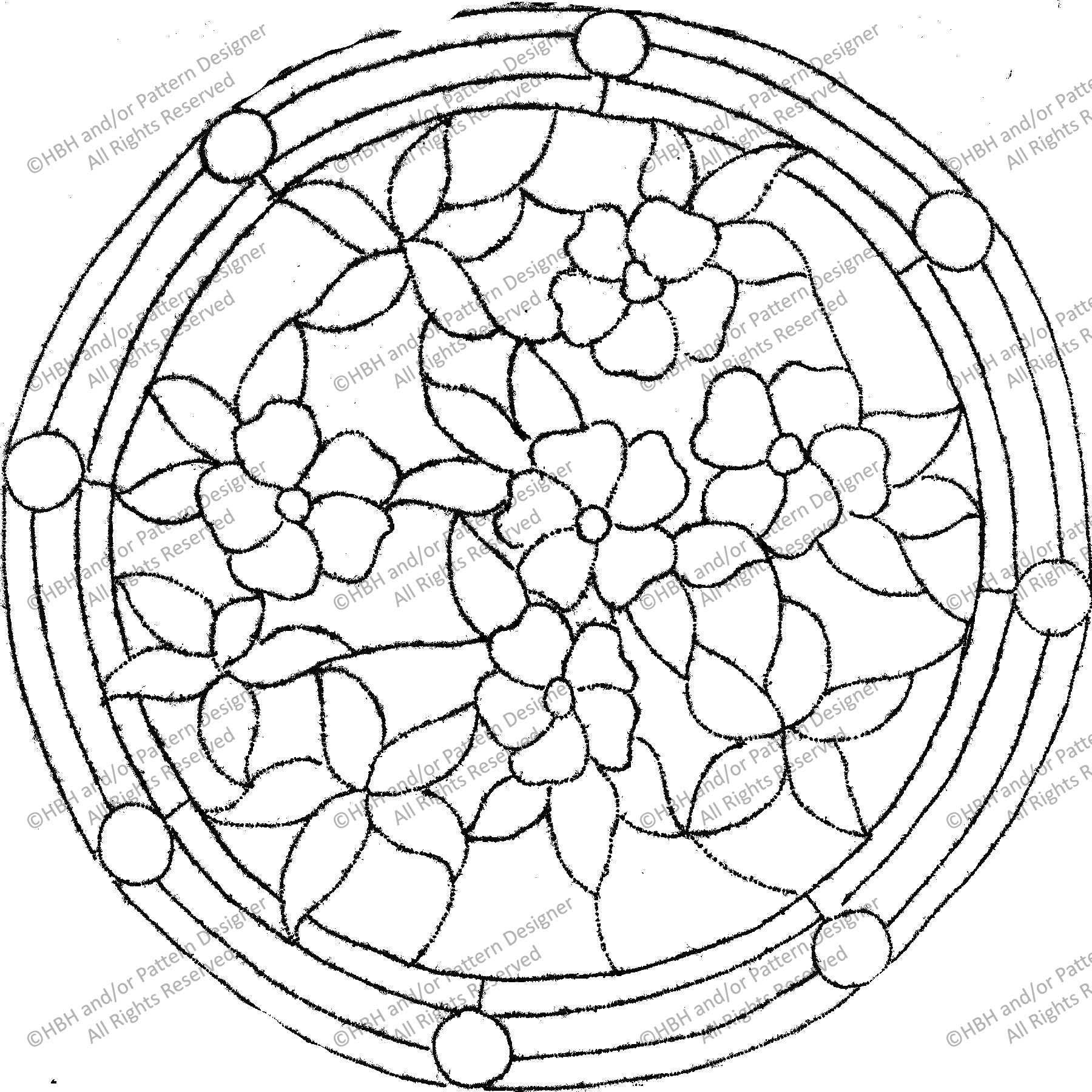 Rose's Window, rug hooking pattern