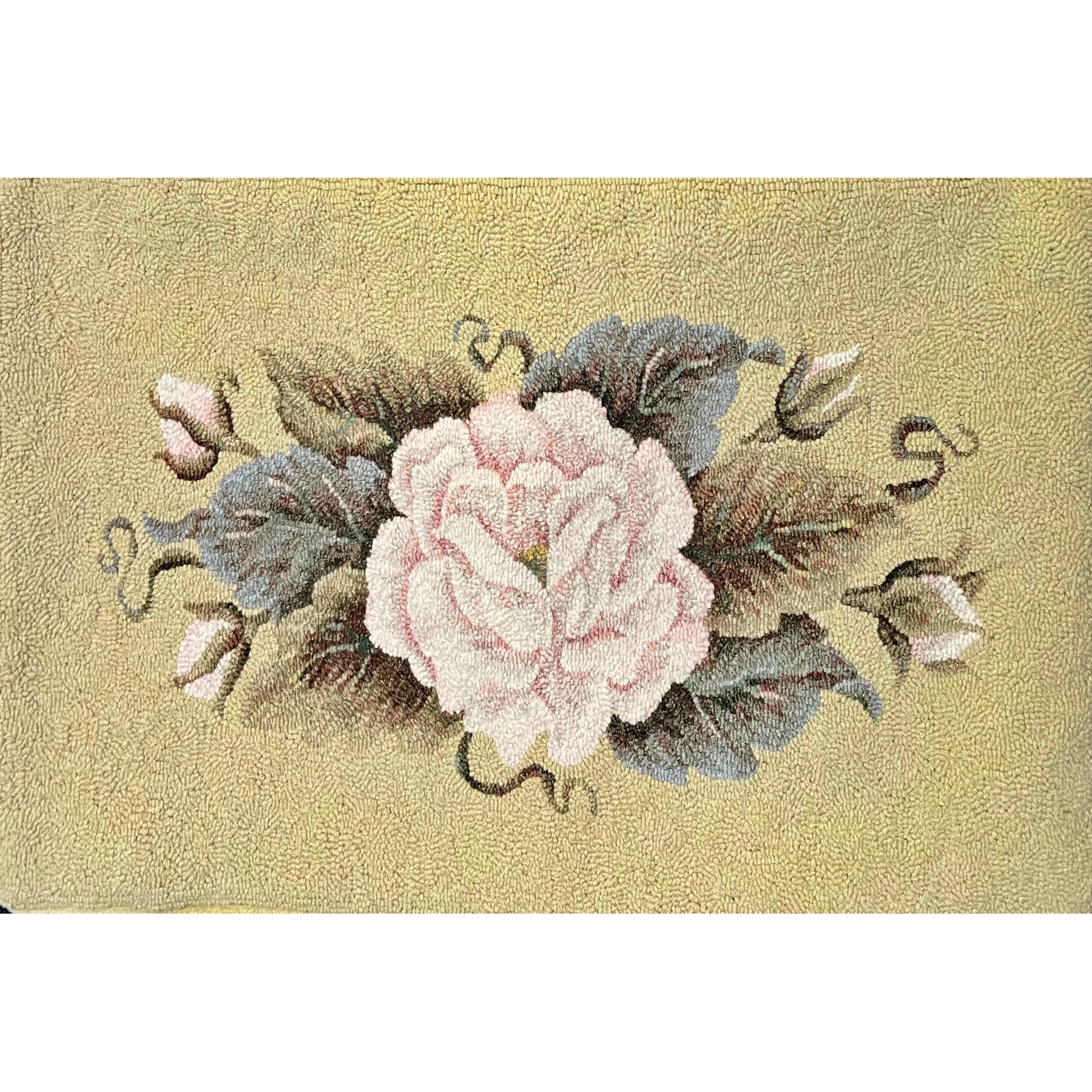 Cabbage Rose, rug hooked by Jane McGown Flynn