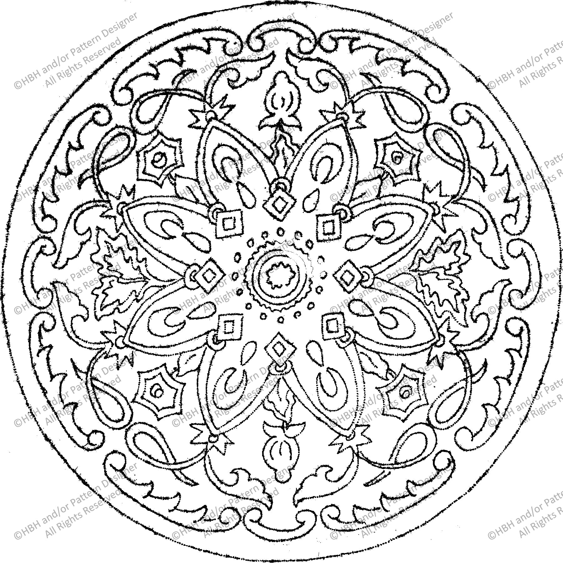 Kashan Silk, rug hooking pattern