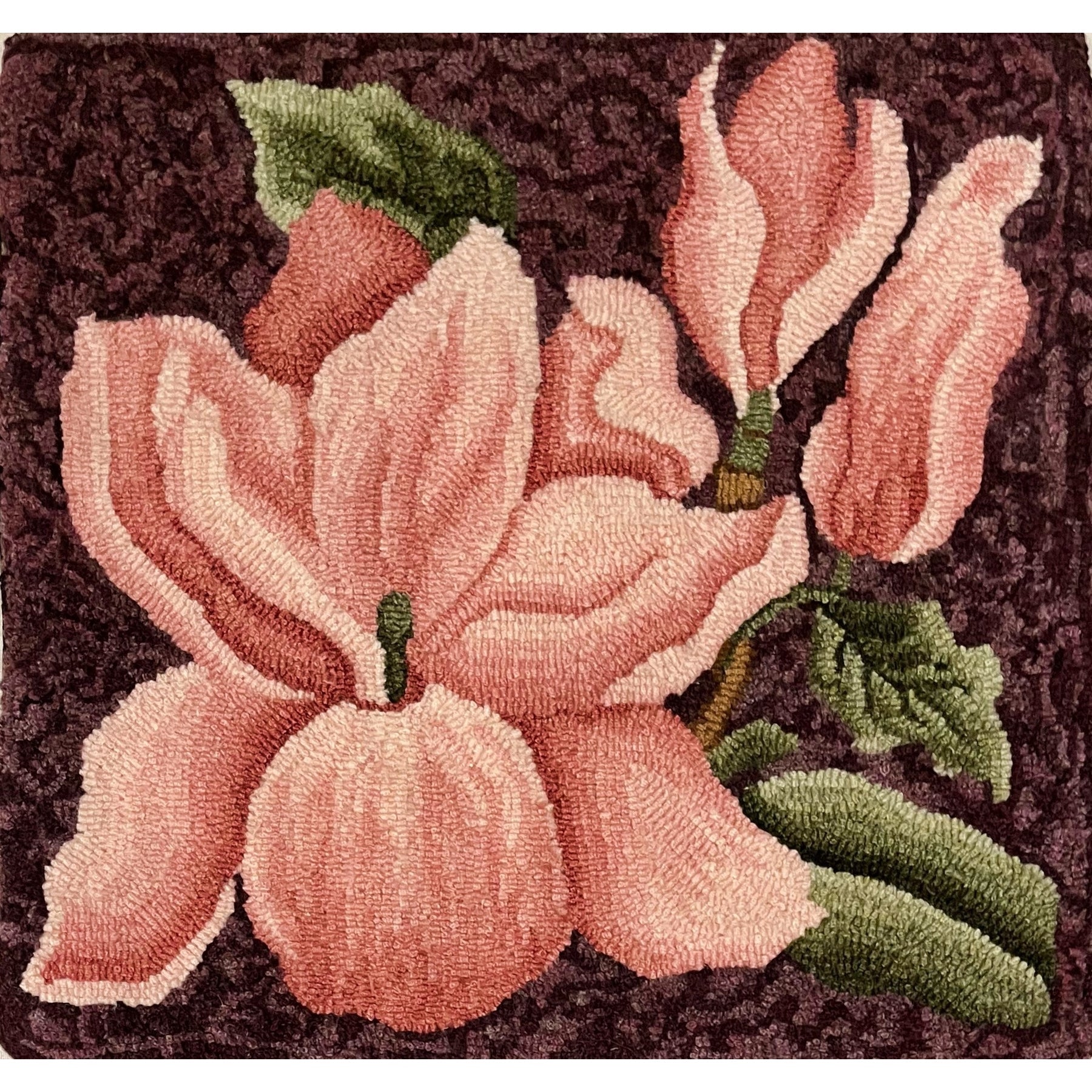 Magnolia, rug hooked by Pat Fredericks