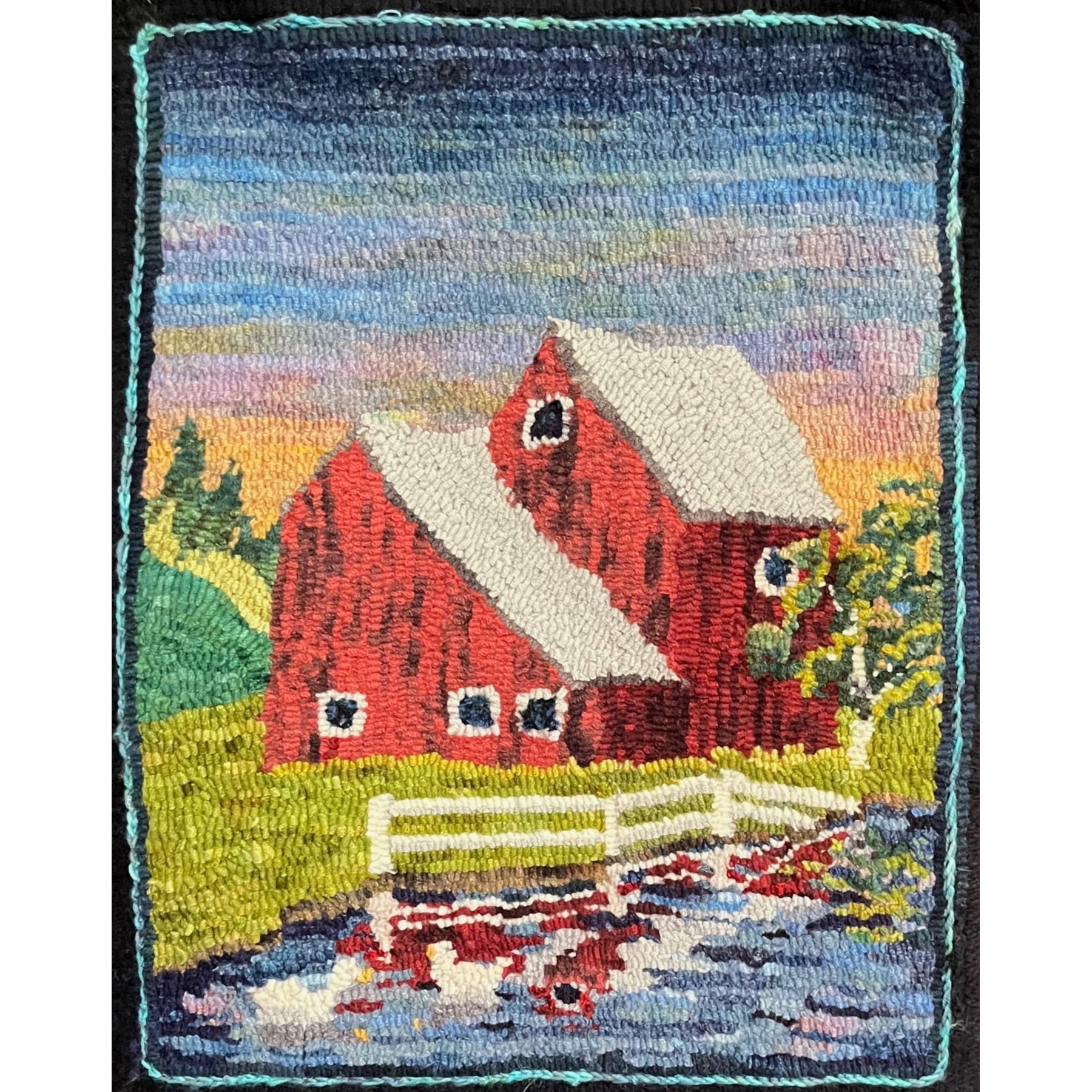 Vermont Barn, rug hooked by Jane Bridgeman V2